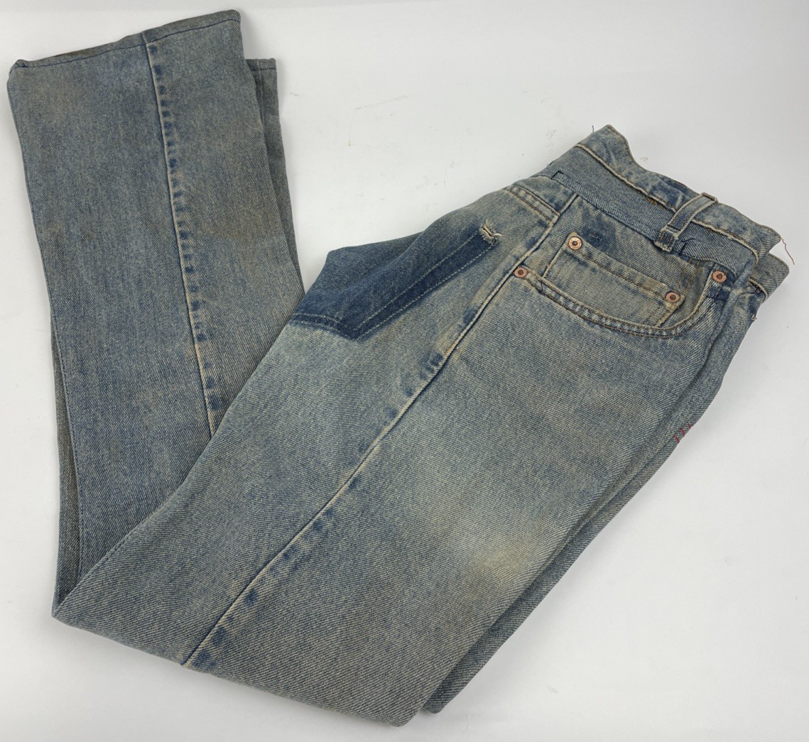 e label x Levis Reconstructed Denim Jeans 26 x 32 low Rise Designer Fashion Wear
