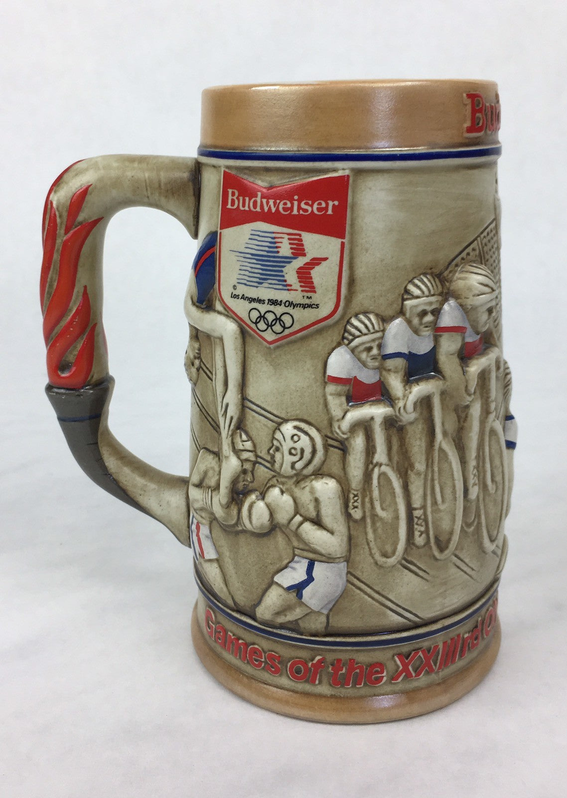 1984Ceramarte Budweiser XXIIIrd  OLYMPIC GAMES Los Angeles STEIN~Beer Mug~EXLNT!