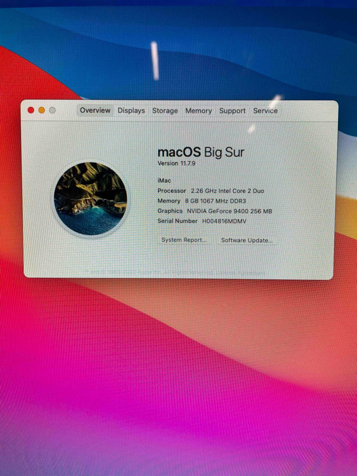 Apple iMac Core 2 Duo 2.26 GHZ - 20" - macOS Big Sur - 8GB RAM - 128 GB SSD HD