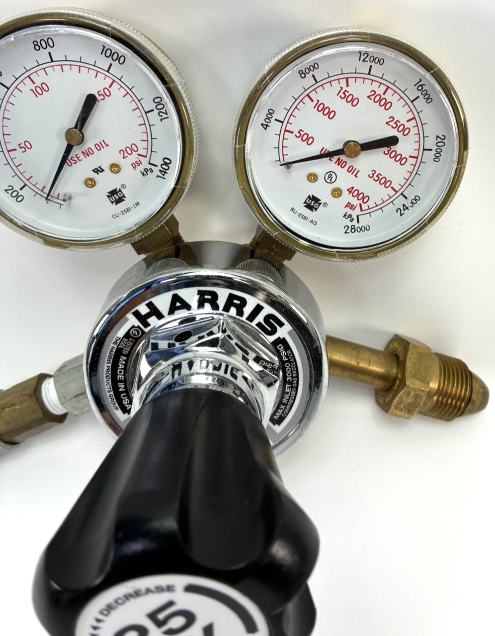 Harris 25GX-145 Single Stage Oxygen Regulator Dual Gauge 3000 PSI Welding