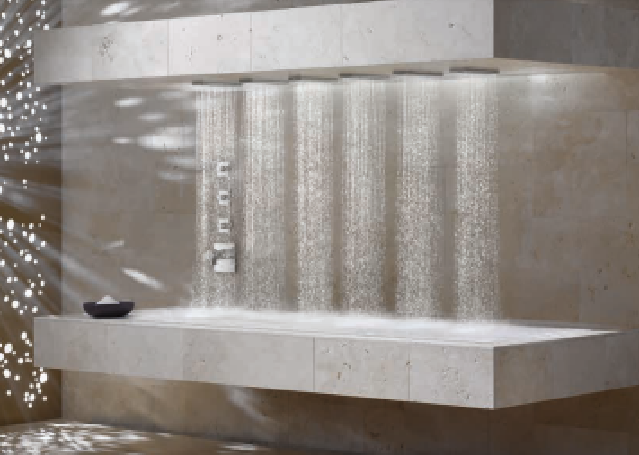Dornbracht Horizontal Shower six water bar concealed body spray luxury wellness shower system