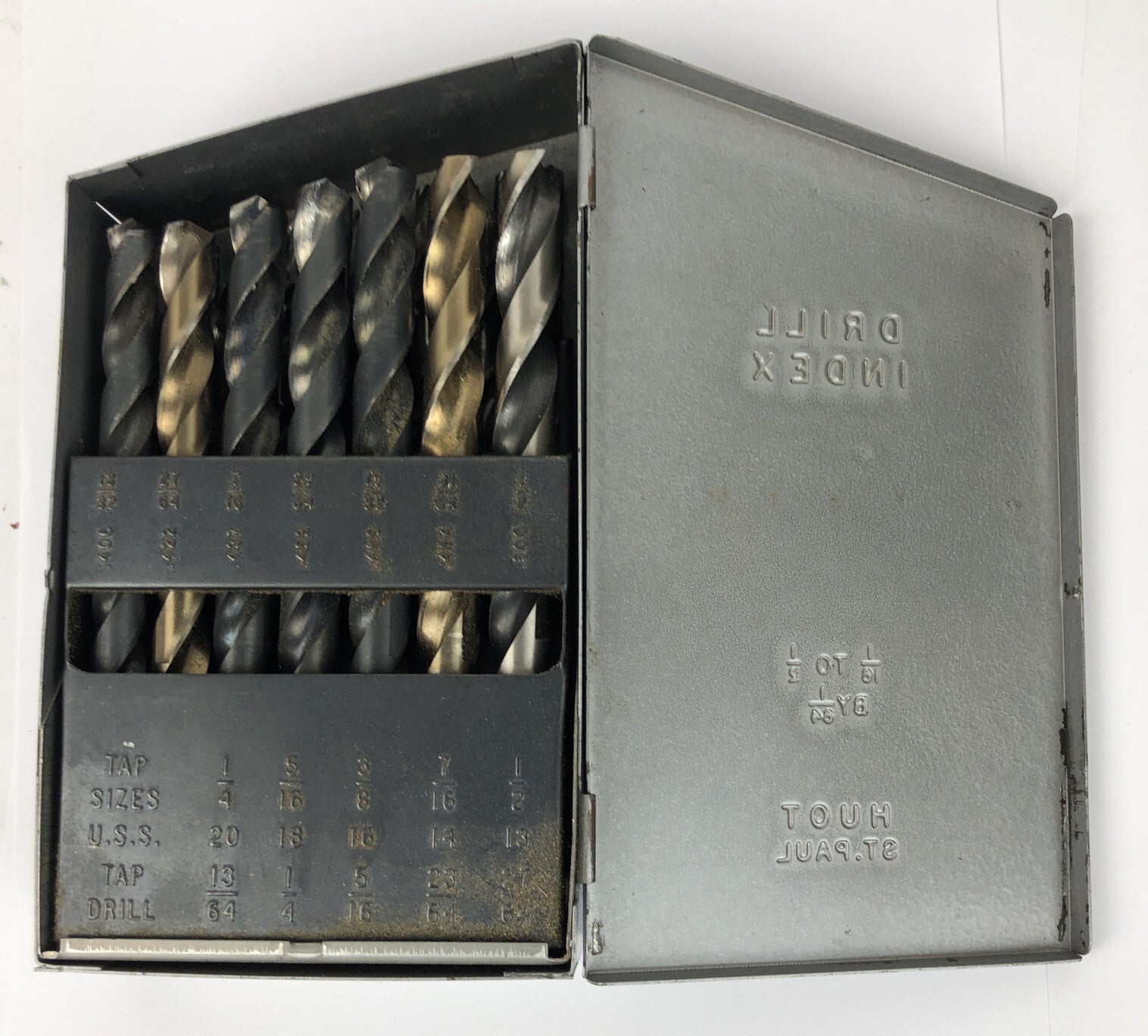 VINTAGE HUOT St. Paul Minnesota DRILL INDEX 1/16 to 1/2 BY 1/64 - Look