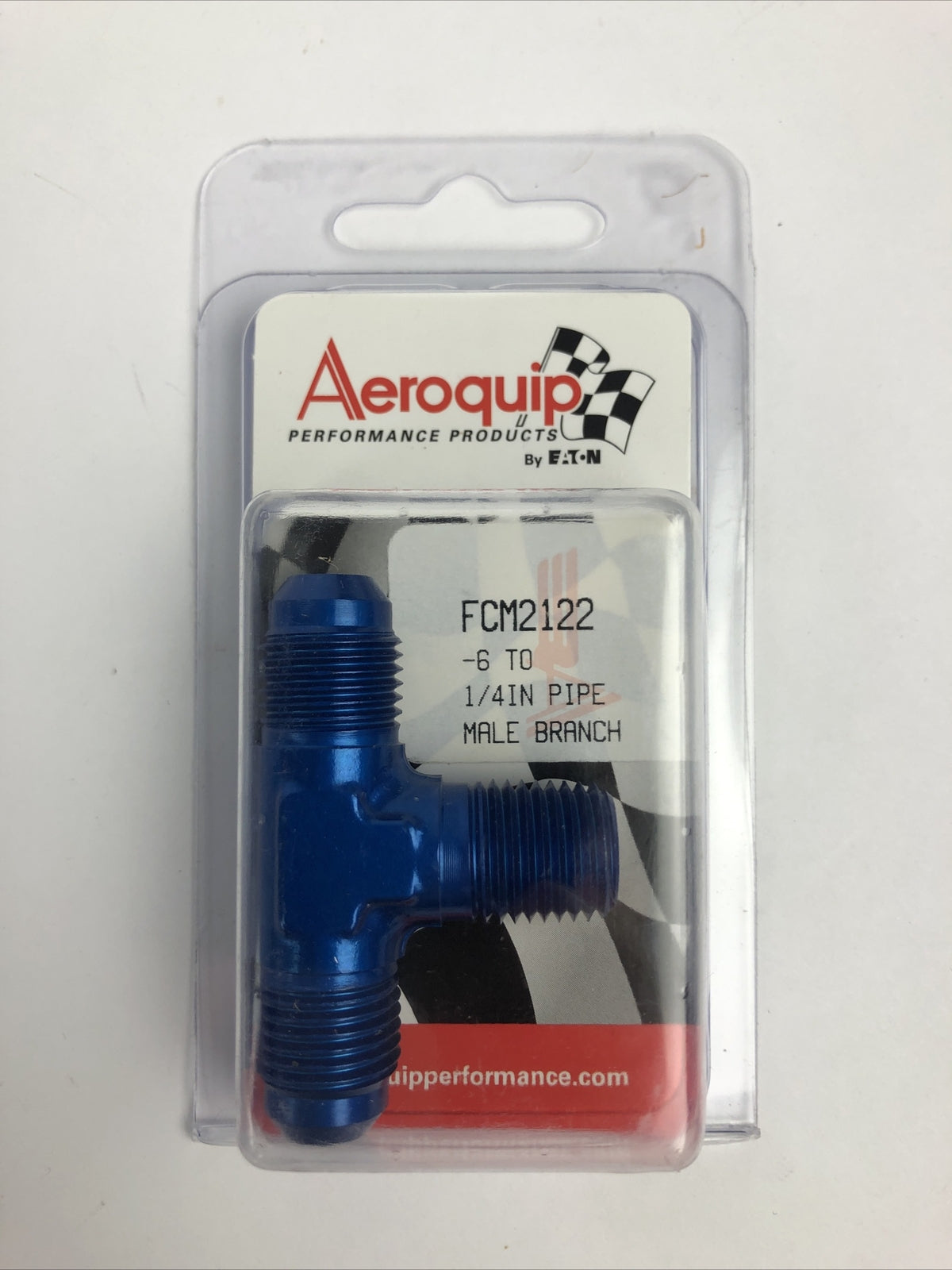 FCM2122 Aeroquip Aluminum Blue Anodized Male Branch Tee (AN825) -06 x -06 x 1/4