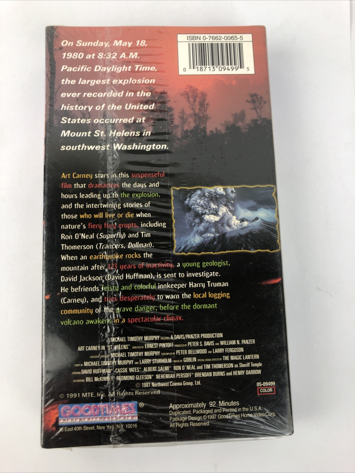 ST. HELENS The Movie - ART CARNEY 1991 VHS Tape Brand New + Black Sunday Ashes