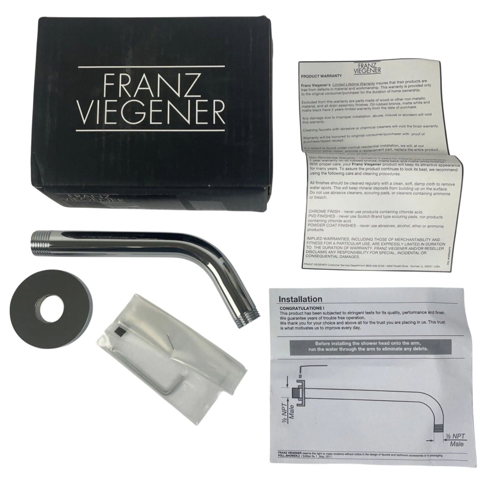 Franz Viegener libby plus Polished Chrome 6" Universal Shower Arm FV140/39 - NEW