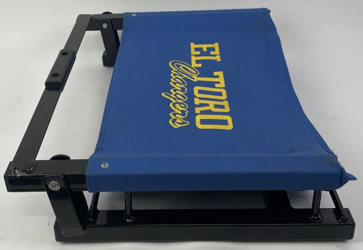 The Stadium Chair Company blue cushioned bleacher seat with EL TORO California branding.