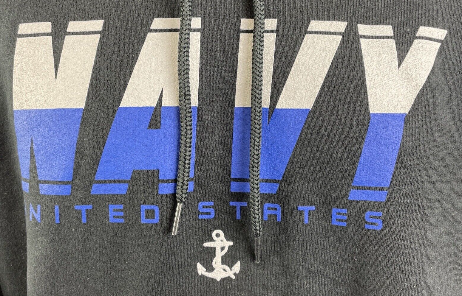 U.S. Navy Hoodie Hooded Navy Blue Sweatshirt TREAD WATER HOLD FAST - Mens MEDIUM