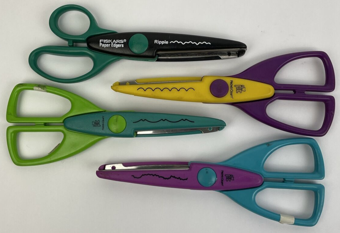 Lot of 4 Fiskars + Provo Craft Scissors Paper Edgers Arts Crafts Design LOOK