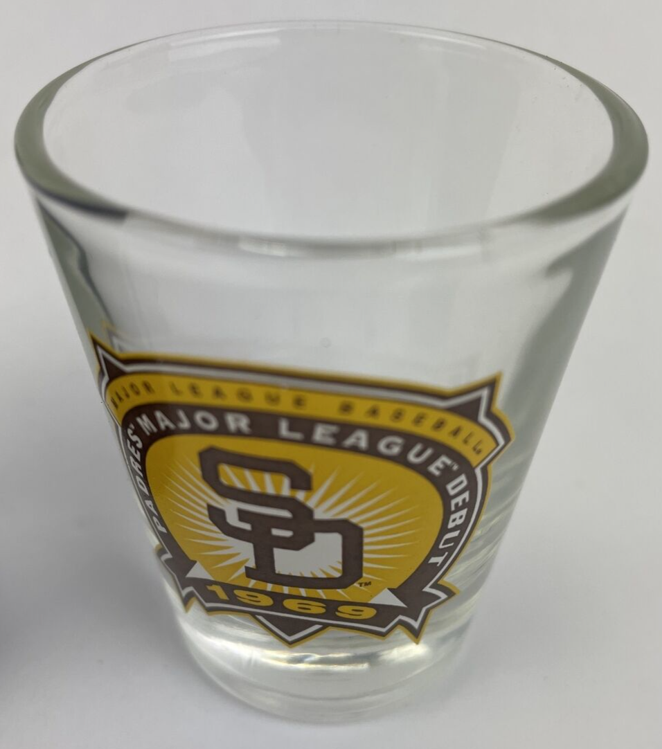 Lot of 2 x San Diego Padres Baseball Debut and Blue Out MLB 1oz Shot Glass RARE