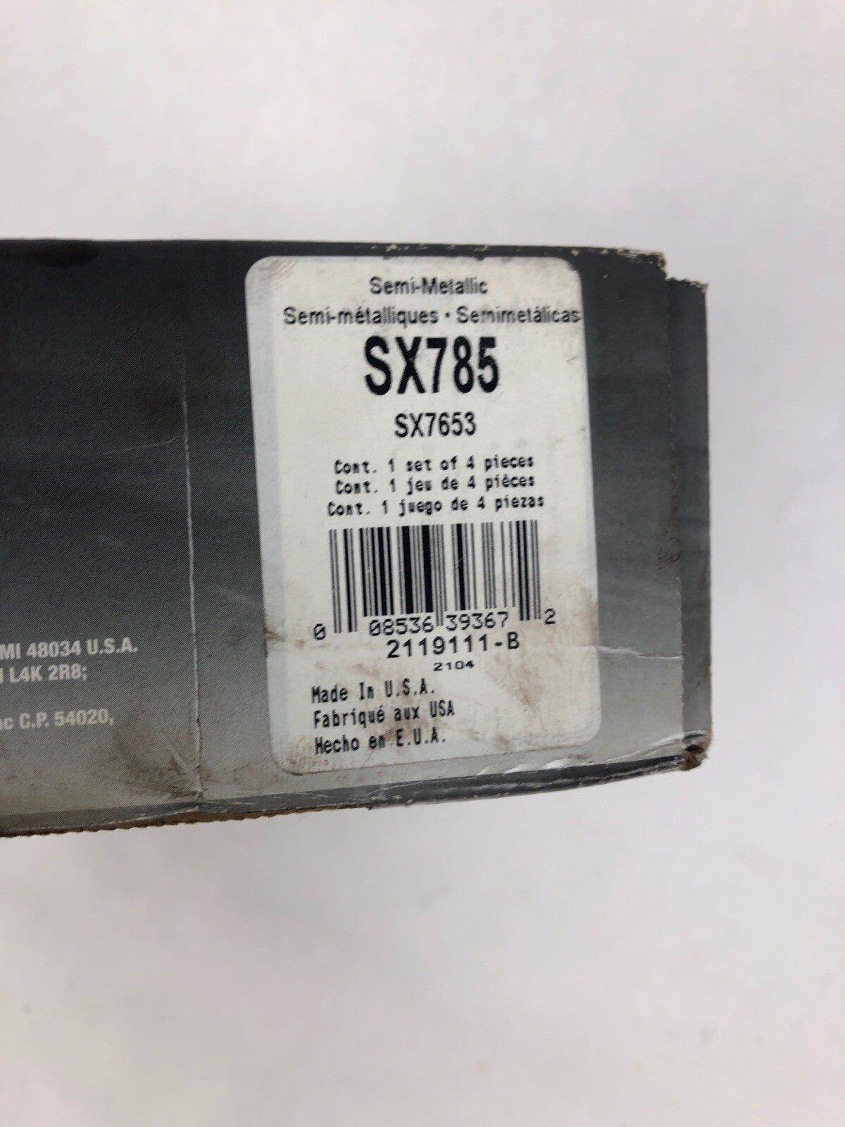 Wagner SX785 SX7653 front and rear disc brake pad set replacement pads