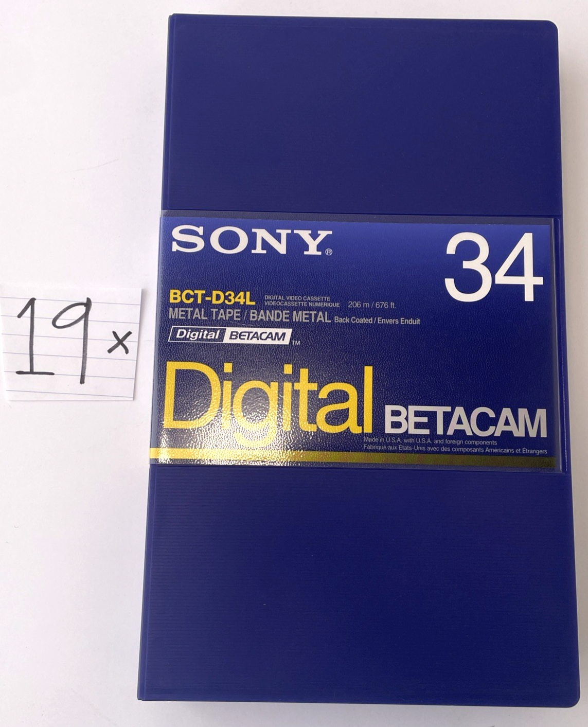 Lot of 19 Sony BCT-D34L Digital Betacam Metal Tape Video Cassettes - NEW