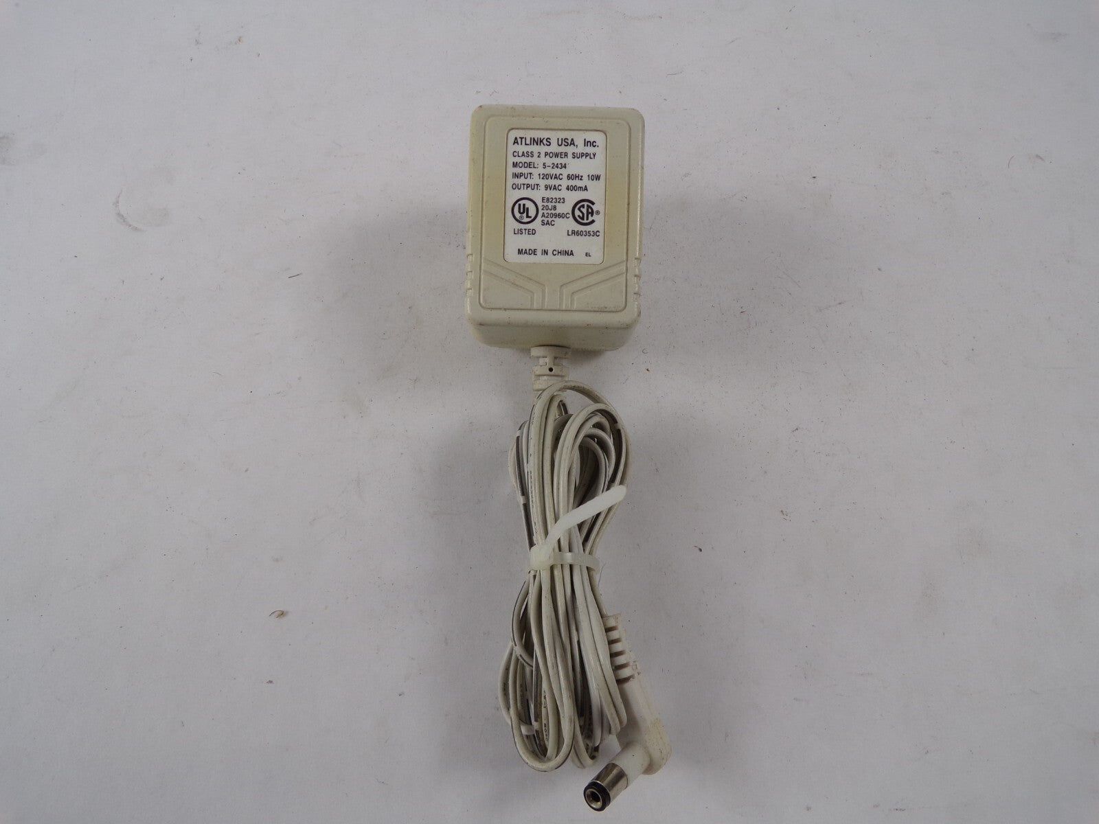 Geniue Atlinks USA 5-2434 Output 9 V 400mA Power Supply Adapter A85