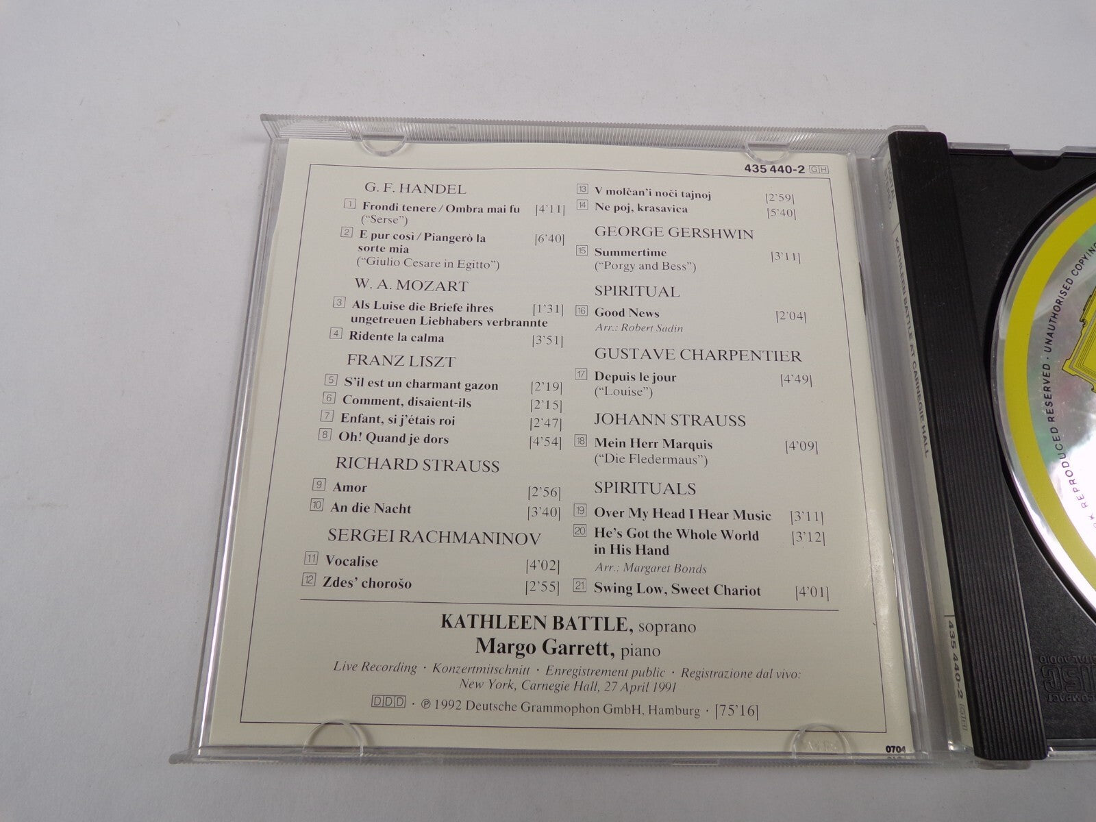 Kathleen Battle At Carnegie Hall Frondi Tenere Ombra Mai Fu Ridente LaCalmaCD#35