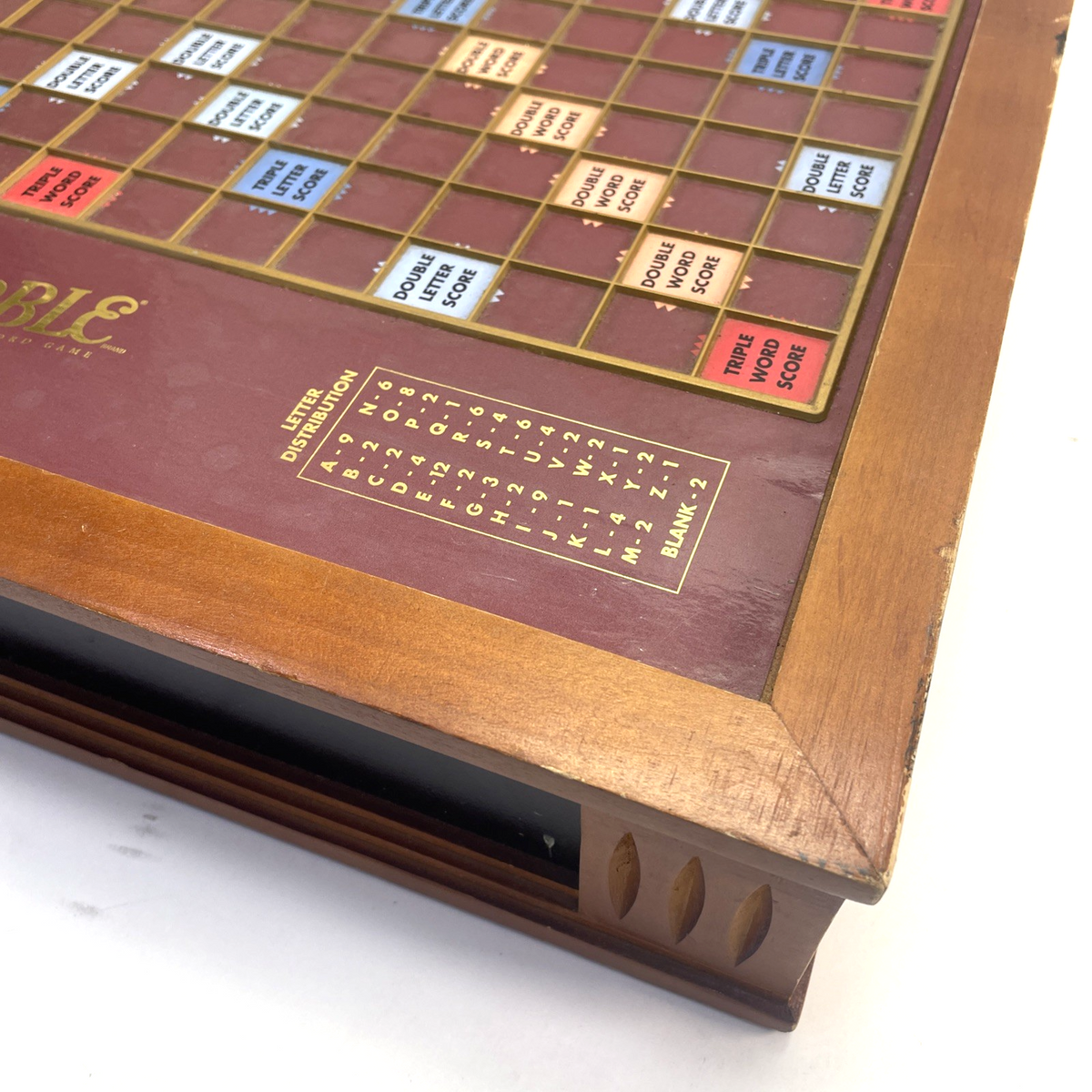 Scrabble Rotating Premier Wood Luxury Edition Crossword Board Game Complete VGC