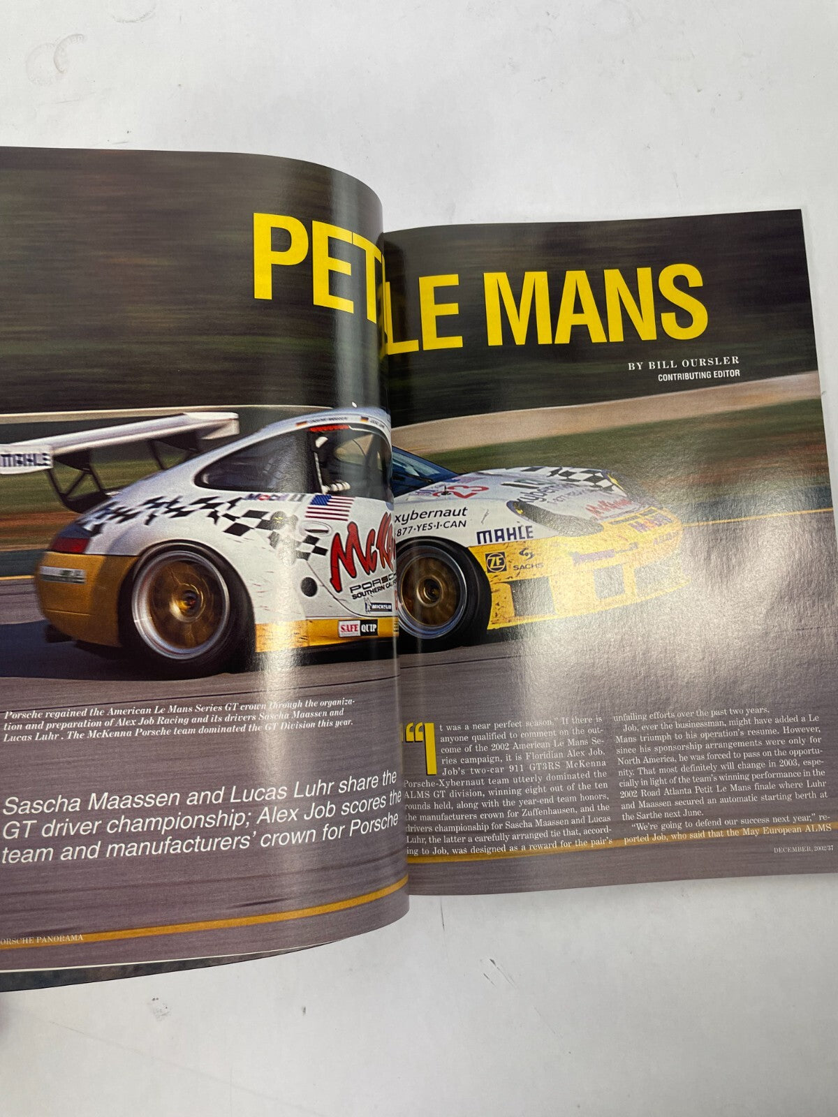 December 2002 Porsche Panorama Magazine Bill Oursler Lucas Luhr Alex Job