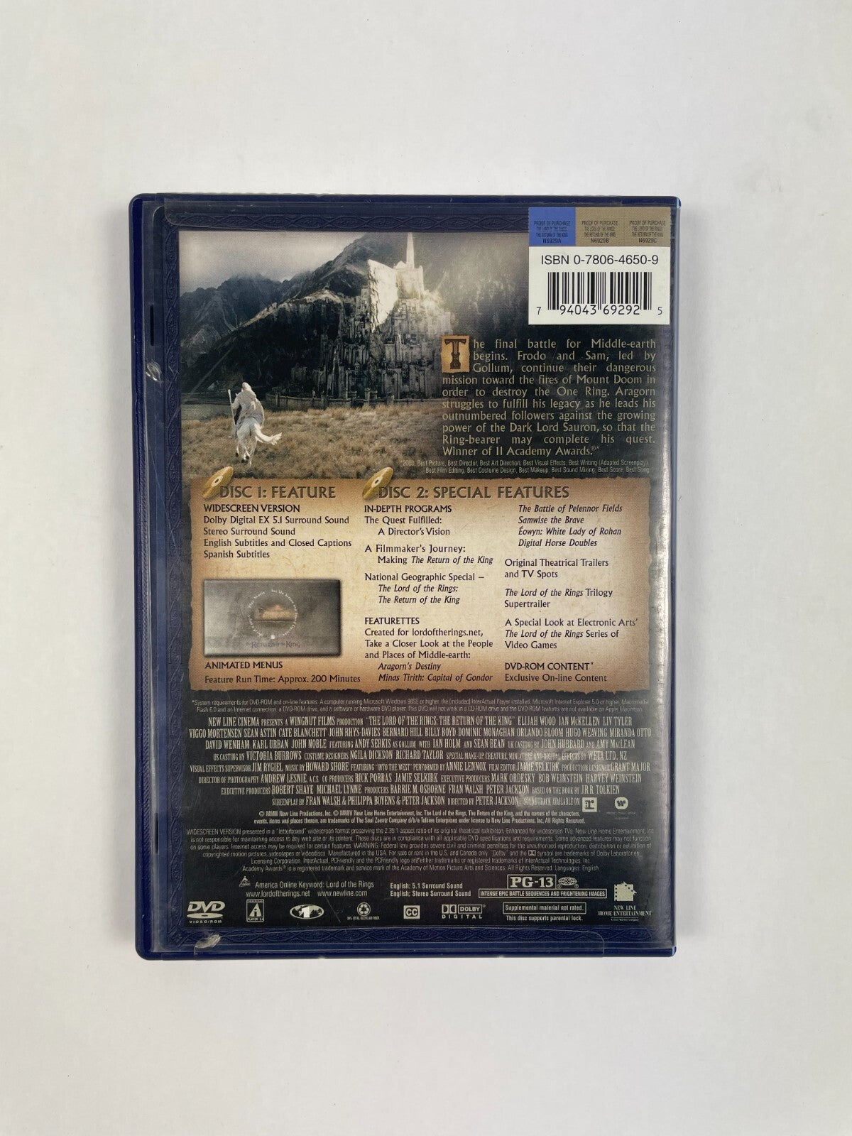 The Lord Of The Rings The Return Of The King Anne Lennoy Jan Folm DVD Movie