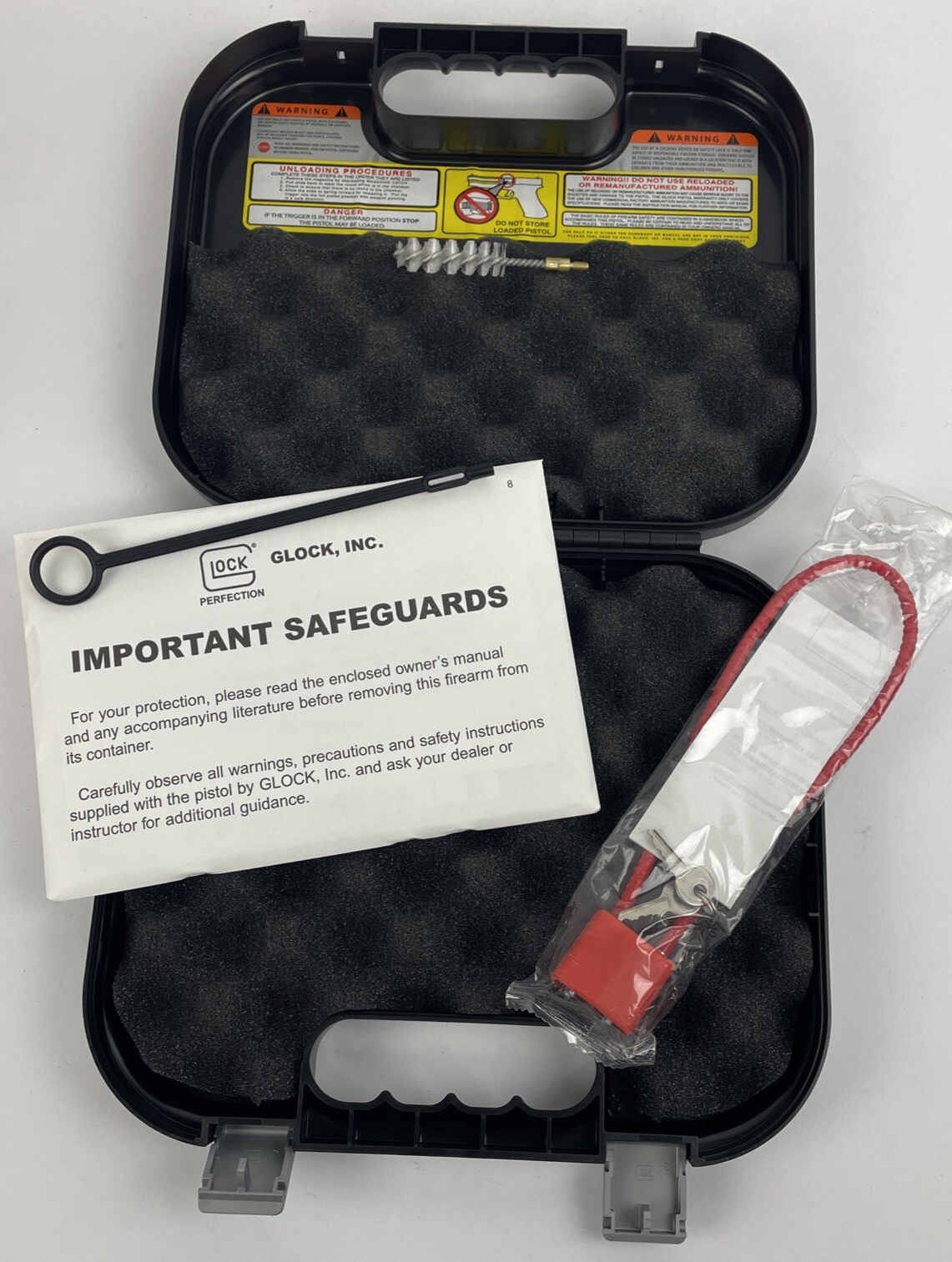 Glock Factory OEM Clam Shell Hard Pistol Case W/ Lock, Cleaning Brush, Manual