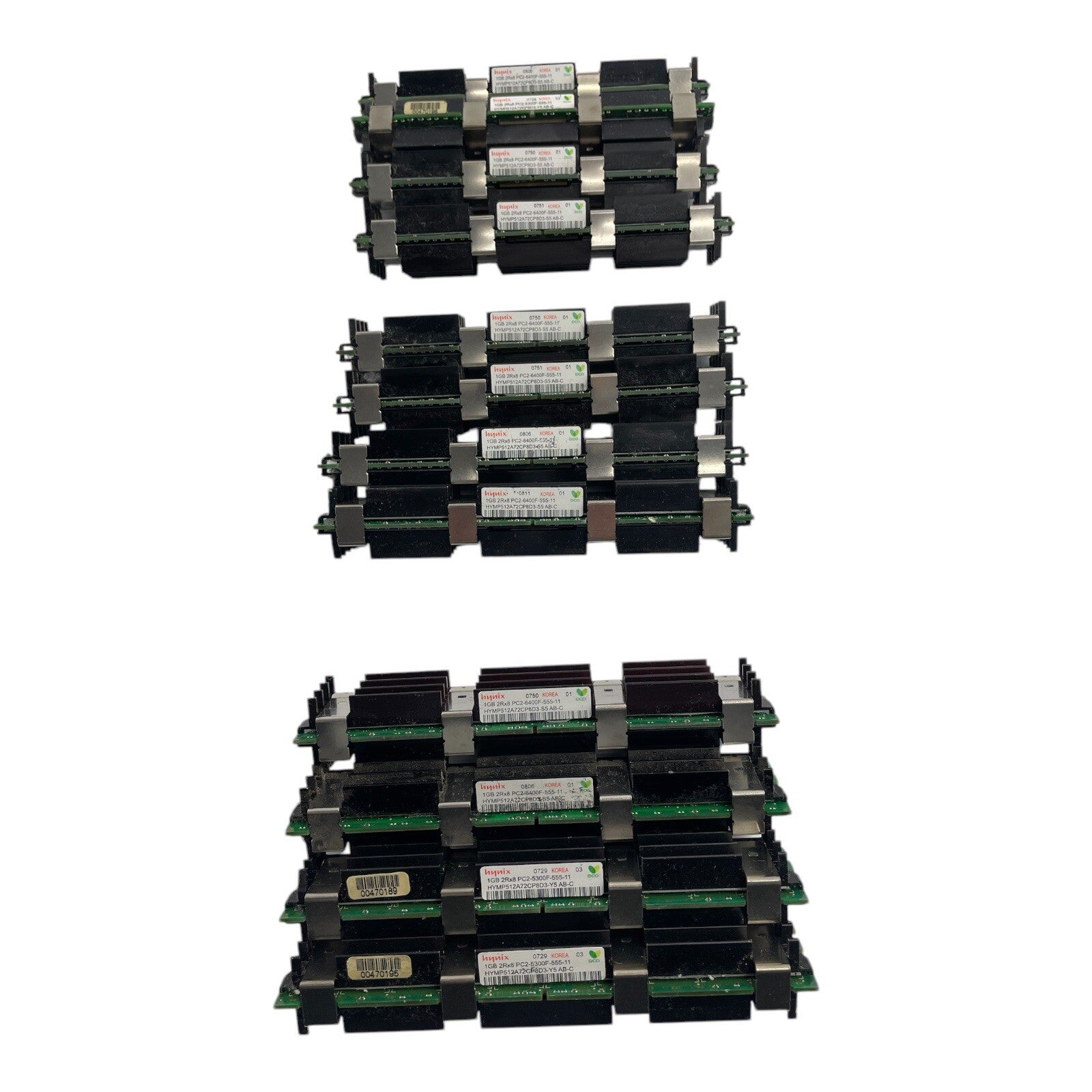 Lot of 12: Apple Mac Pro 2008 A1186 1GB ram 2Rx8 PC2-5300F-555-11 RAM Hynix