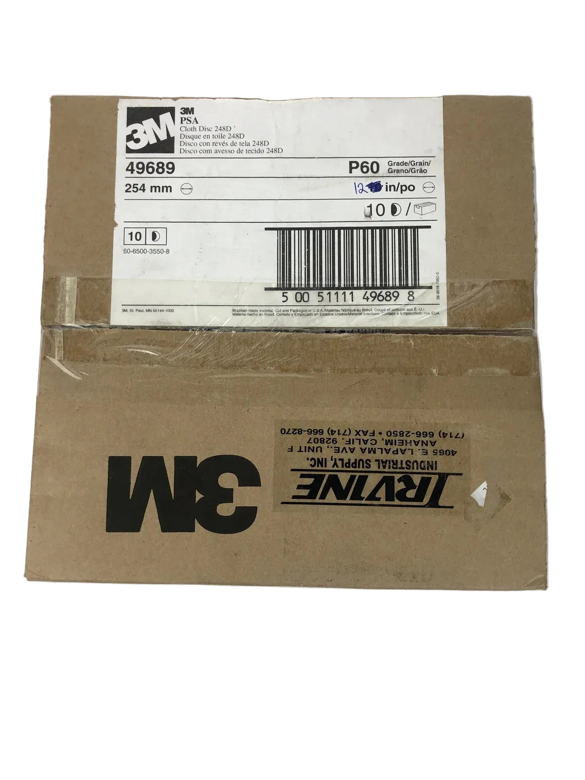 3M™ PSA Cloth Disc 248D, 60 X-weight, 10 in x NH, Die 1000C, 12 per case