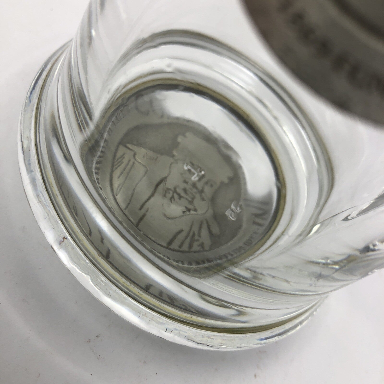 Vintage Collegium Ursini glass and pewter beer stein mug with AD 1869 inscription.
