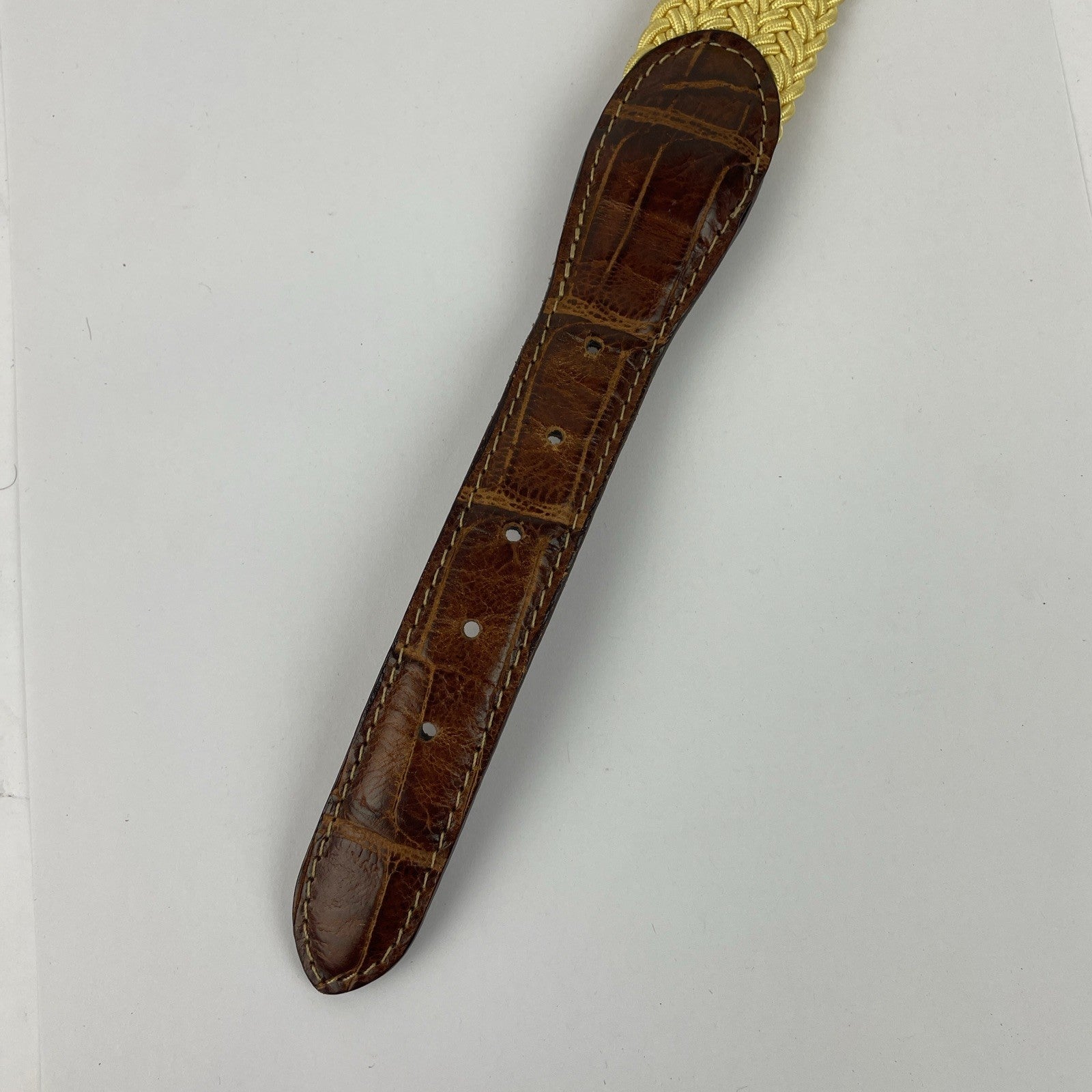 Bullock & Jones Belt Men’s XL 42-44 Yellow Braided Genuine Leather Made In Italy