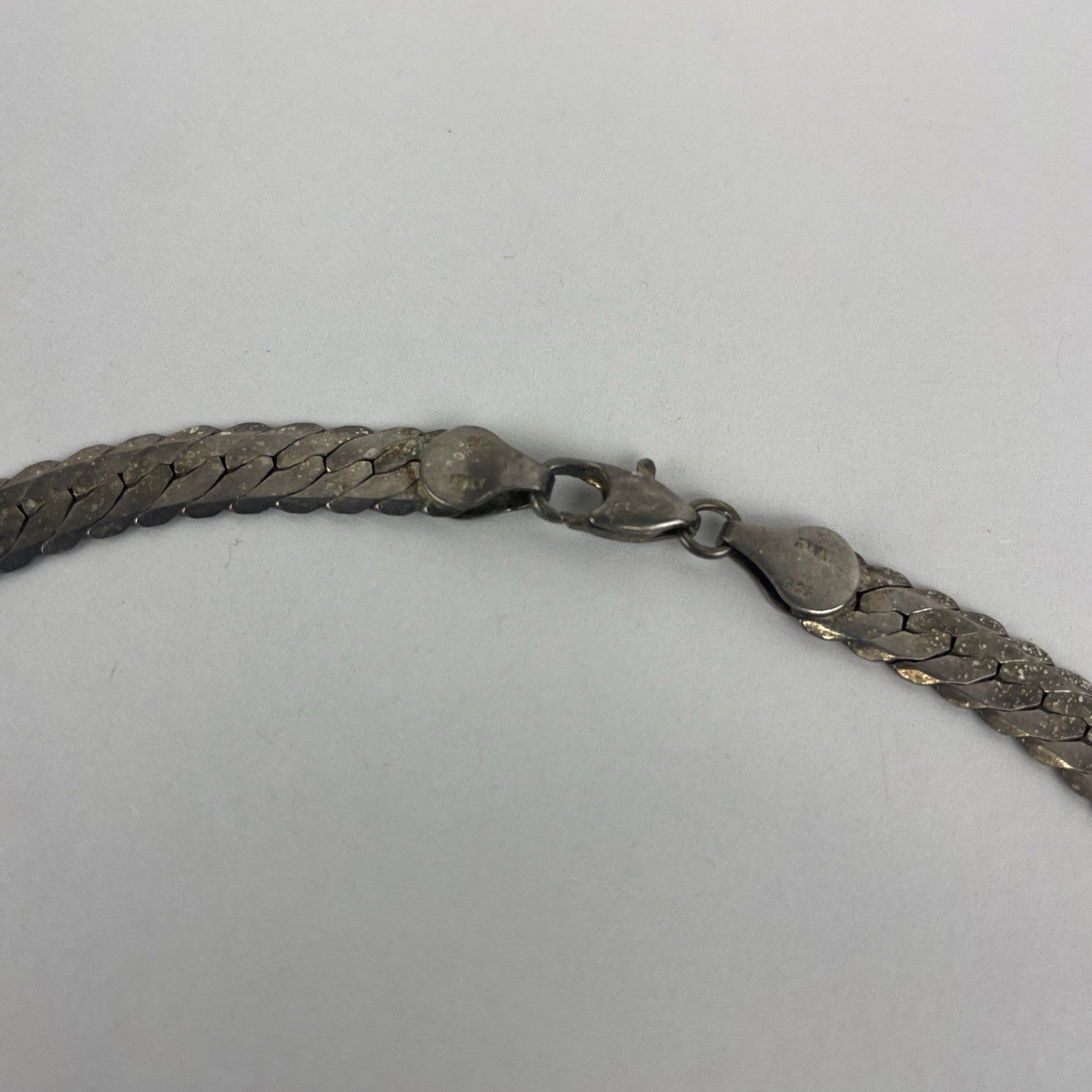 Sterling Silver 925 Herringbone Chain Necklace 18" Made in Italy  7mm 19.4g