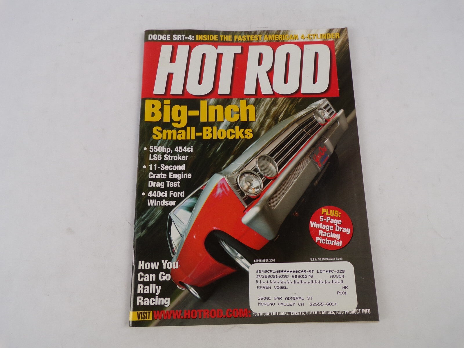 September 2003 Hot Rod Magazine Big-Invh Small-Blocks How You Can Go Rally Racin
