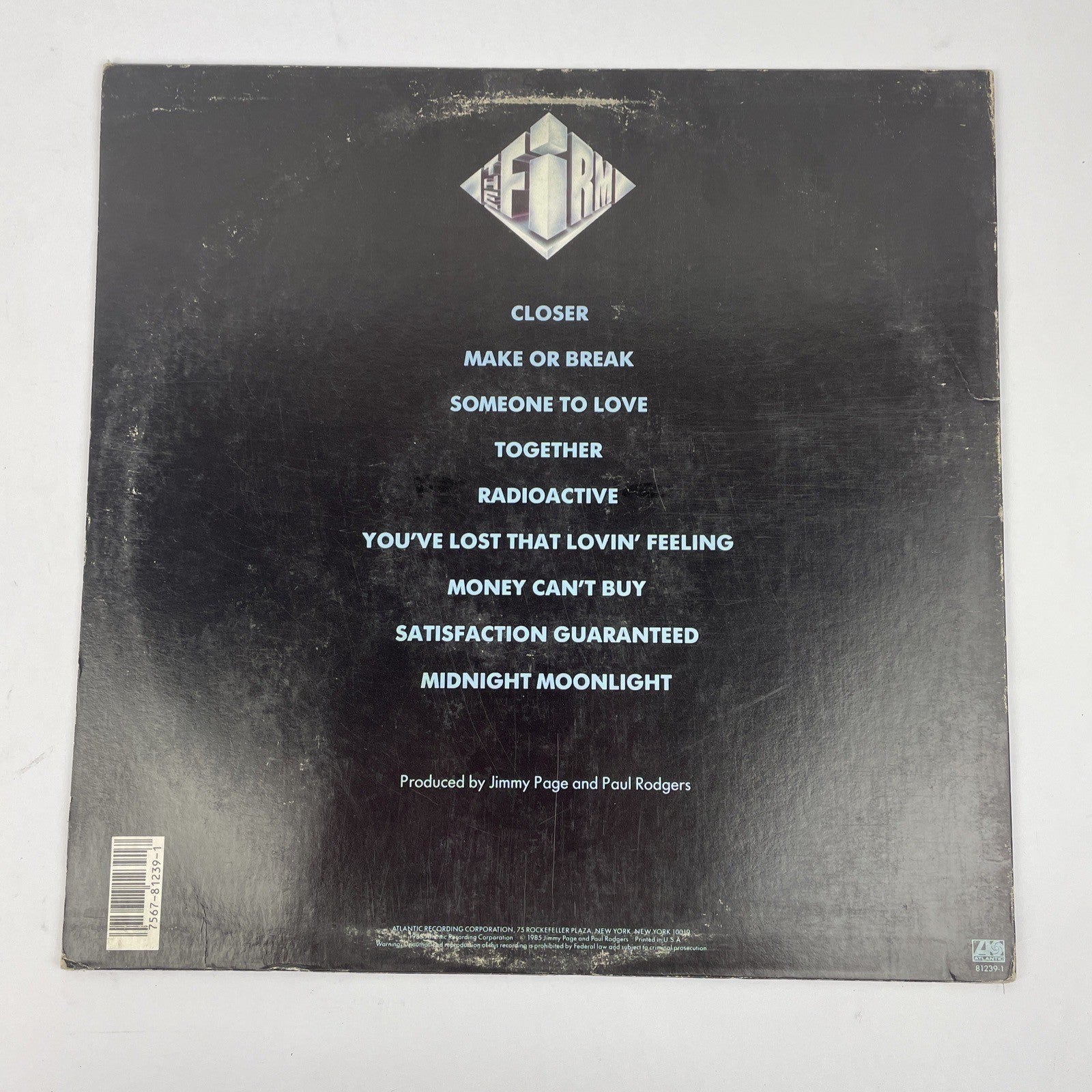 The Firm "Self Titled" -1985 Atlantic 81239-1  Vinyl LP Record - VGC