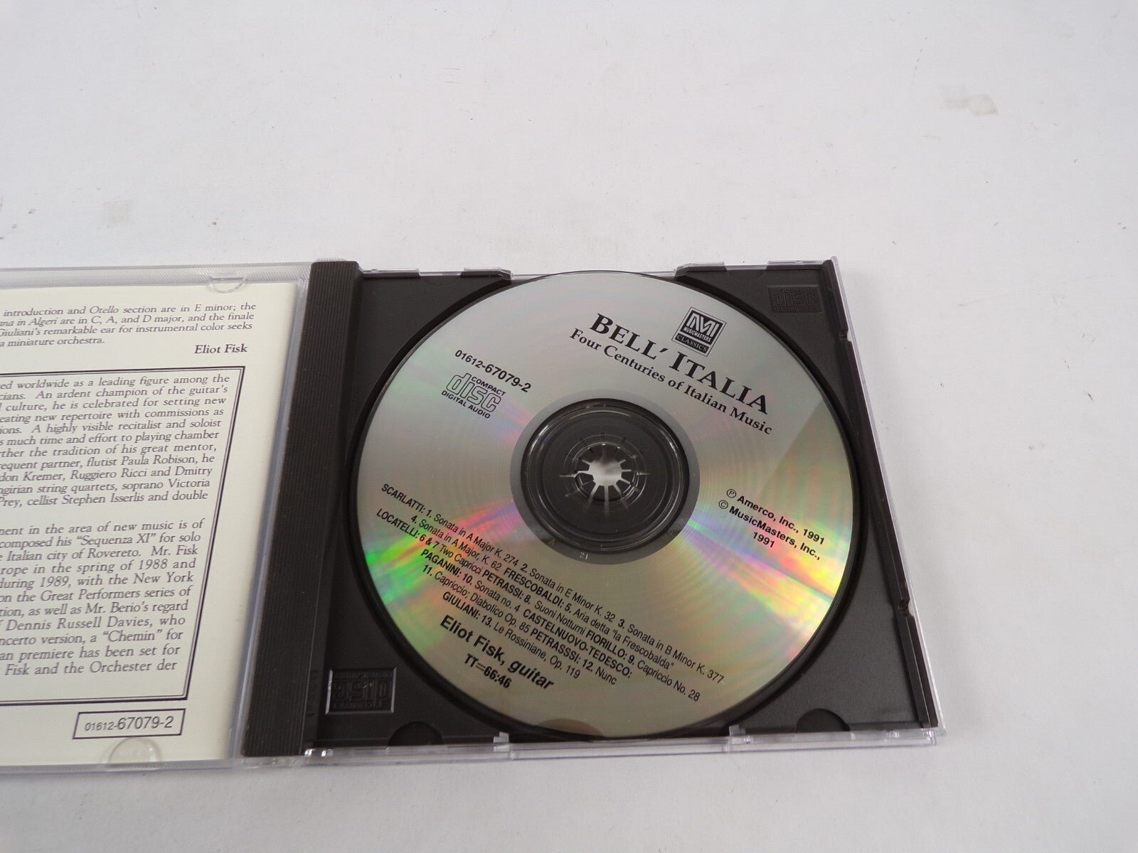 Eliot Fisk Bell Italia Four Centuries Of Italian Music Music Masters CD #43