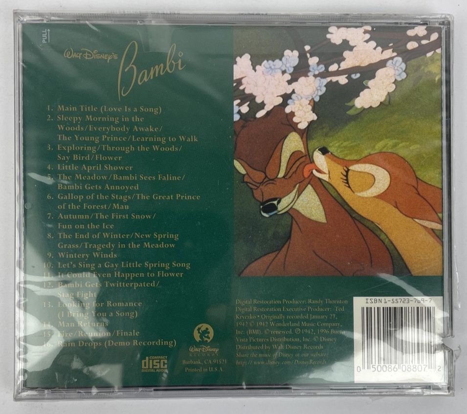 Bambi [Original Motion Picture Soundtrack] Walt Disney Audio CD NEW Promo Copy 1