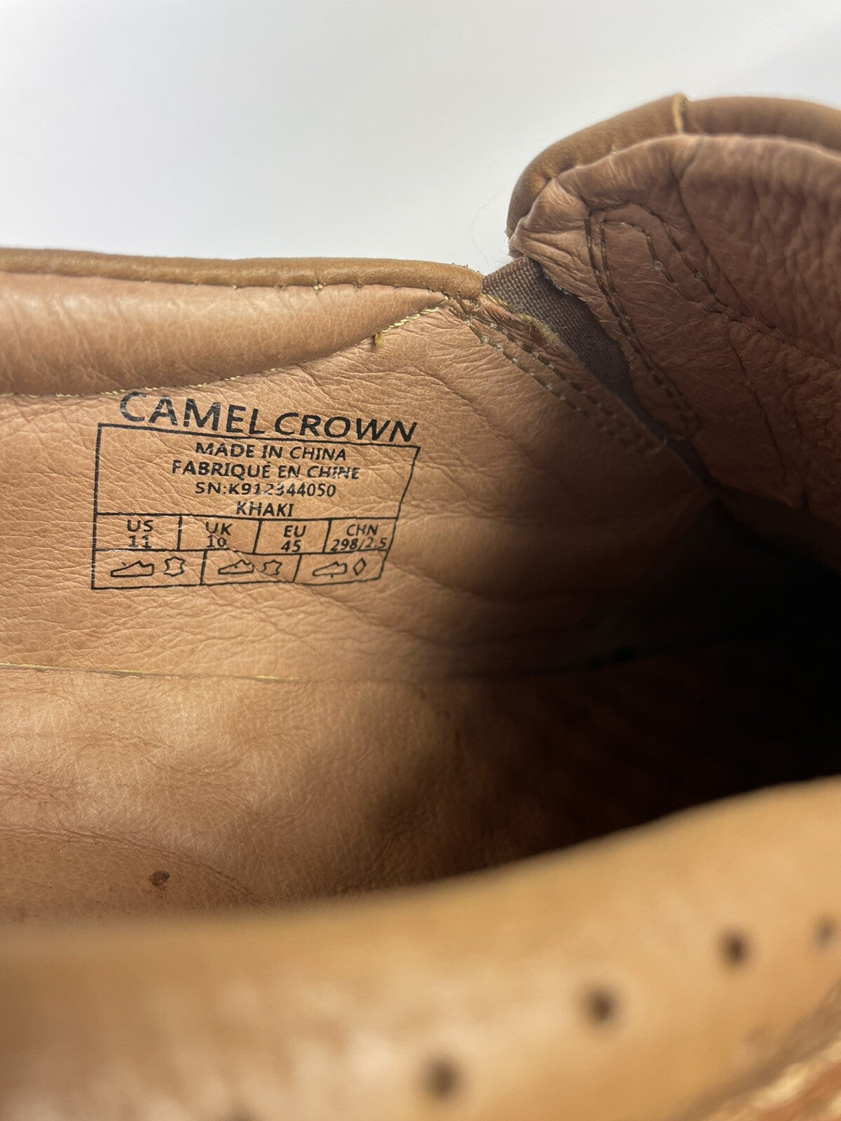 EUC Camel Crown Mens Leather Khaki Light Brown Loafers Shoes Size 11