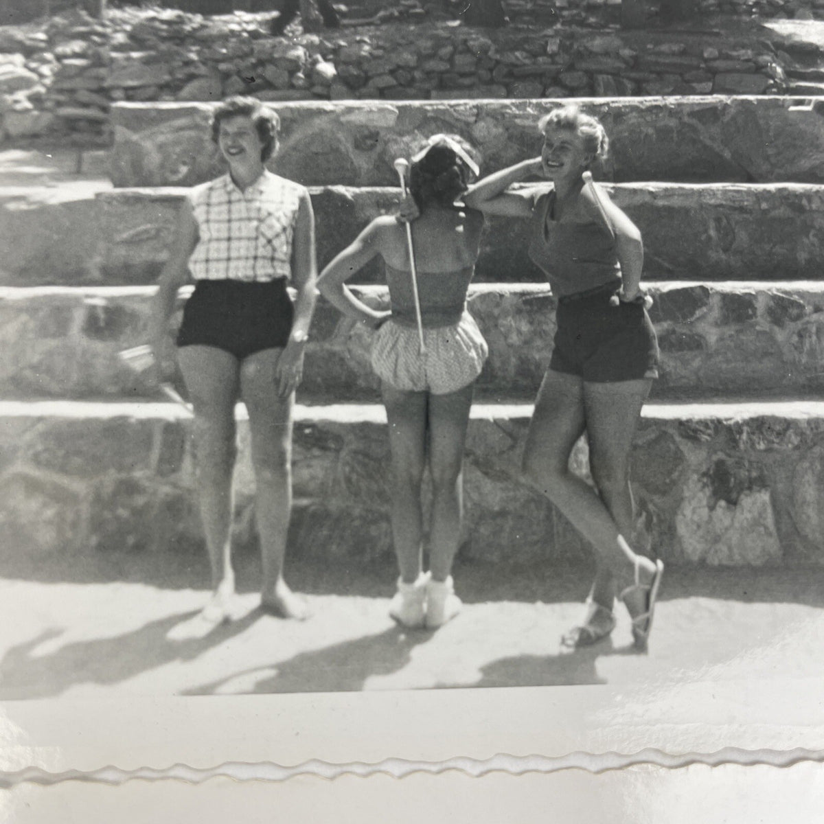 Vintage Photograph 1950's 3 California Girls Baton Twirler's / Swimming Pool