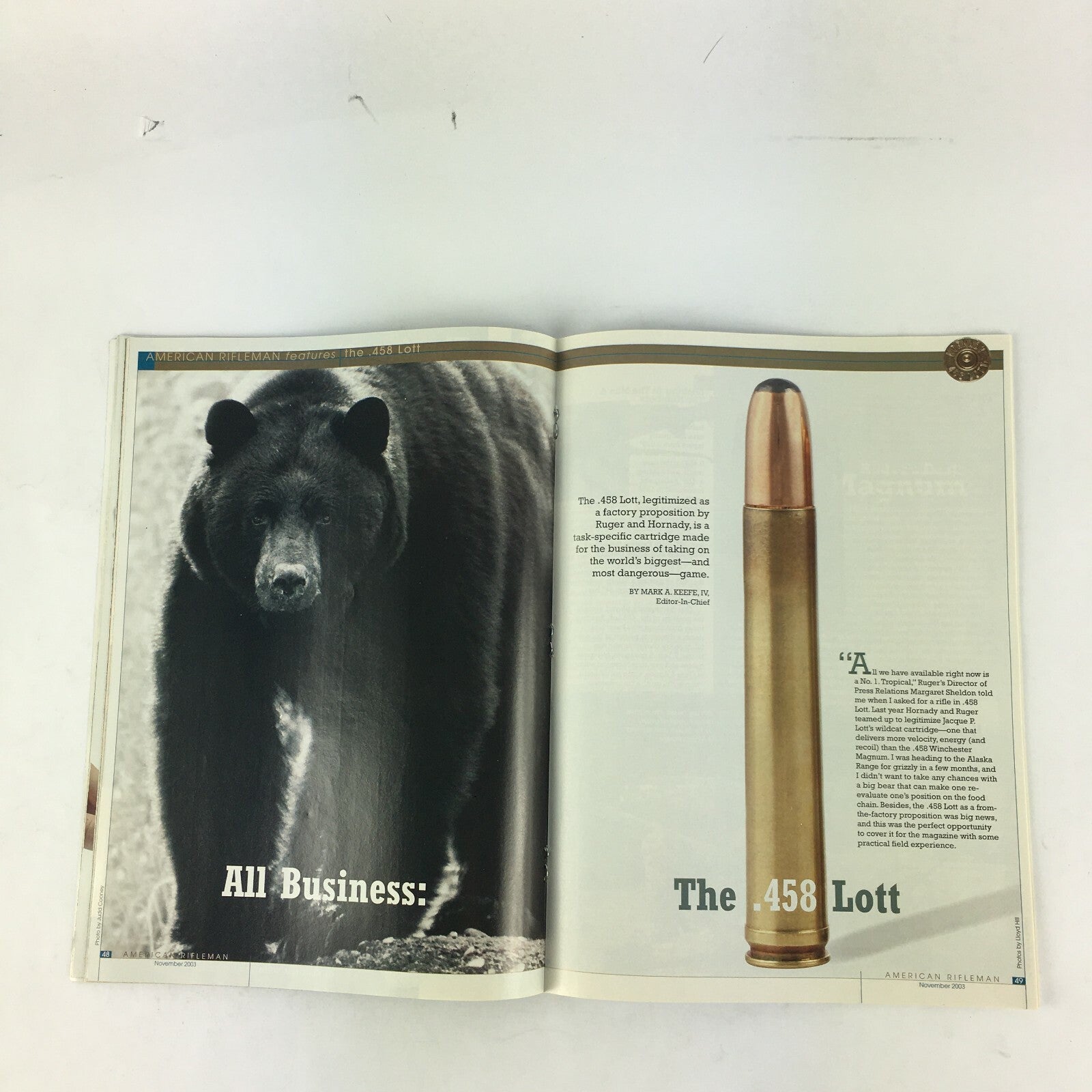 November 2003 American Rifleman Magazine .458 Lott All Business Eye Relief