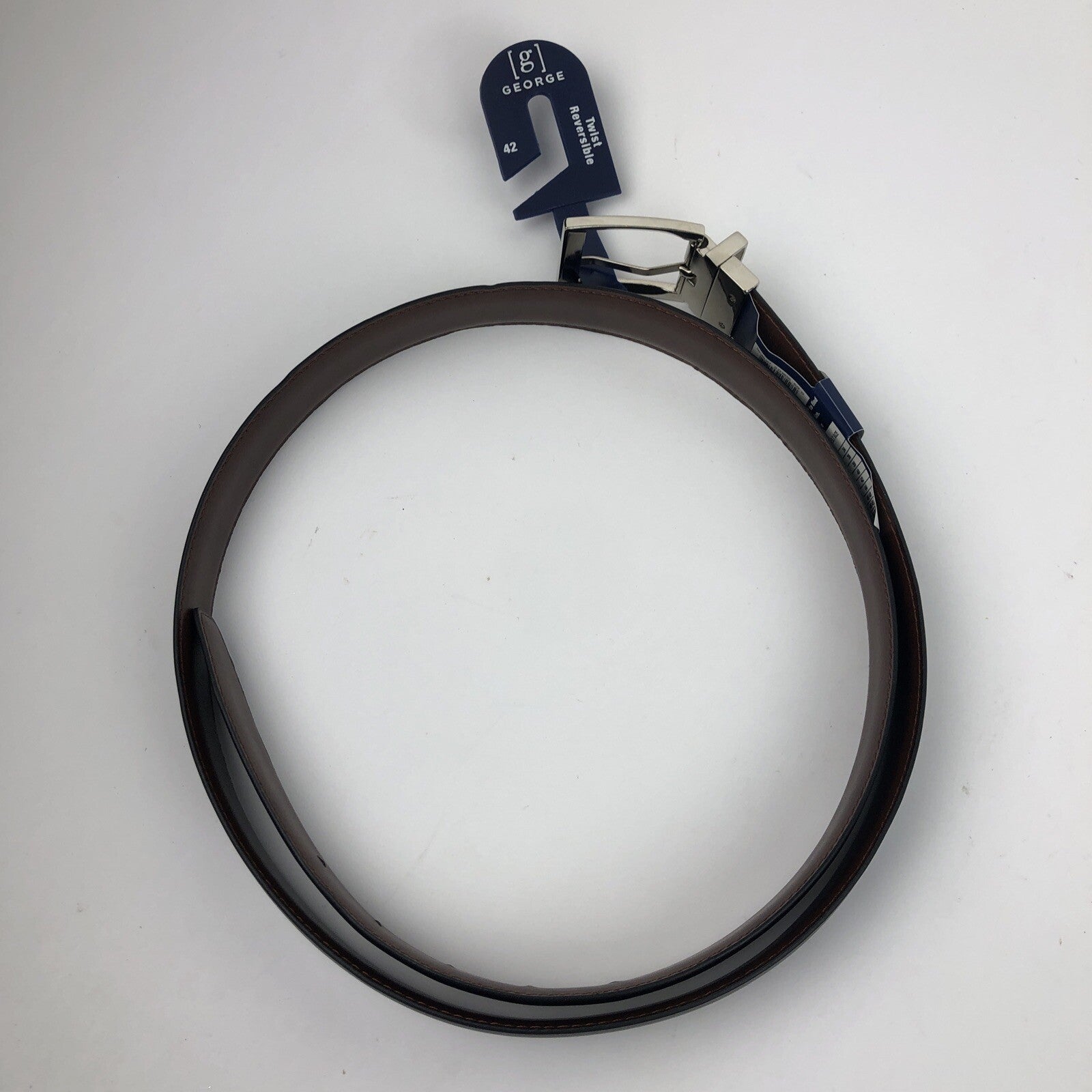 George  Reversible Black / Brown Genuine Leather Belt Size 42 - Brand New LOOK