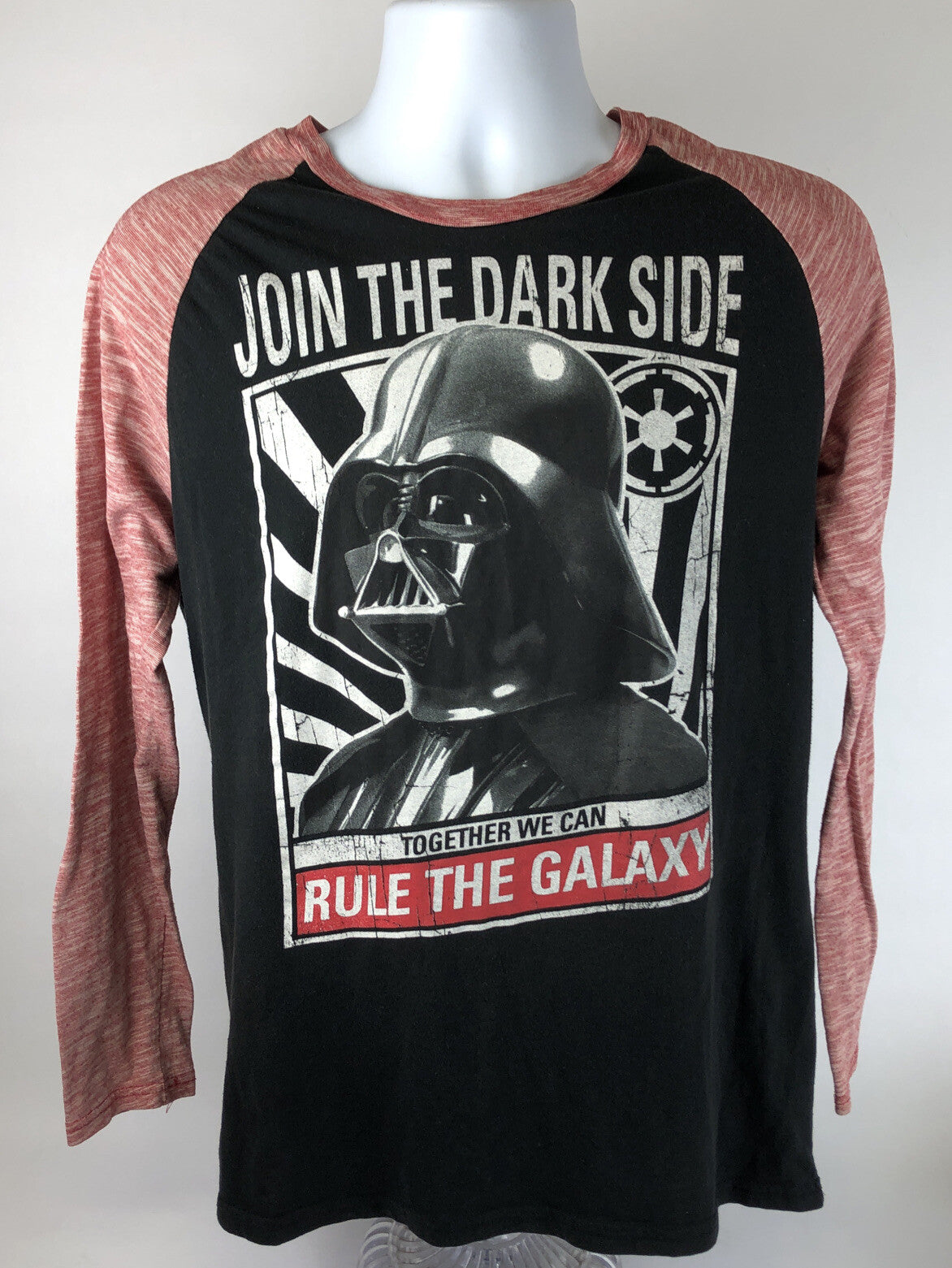 Mens Star Wars Raglan Shirt Large Darth Vader Join the Dark Side Rule the Galaxy