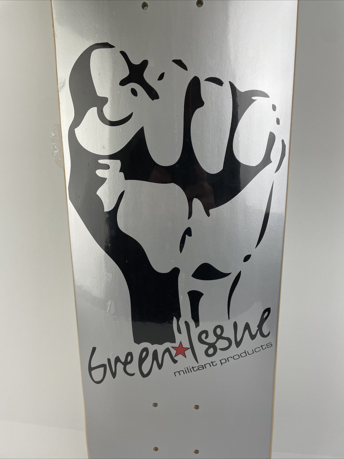 GREEN ISSUE Skateboards Black Fist Militant Products Skateboard Deck 7.75" Rare