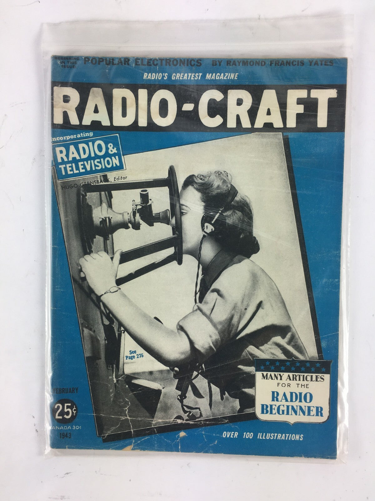 February 1943 Radio Craft HugoGernsback Magazine Radio Beginner 100 illustration