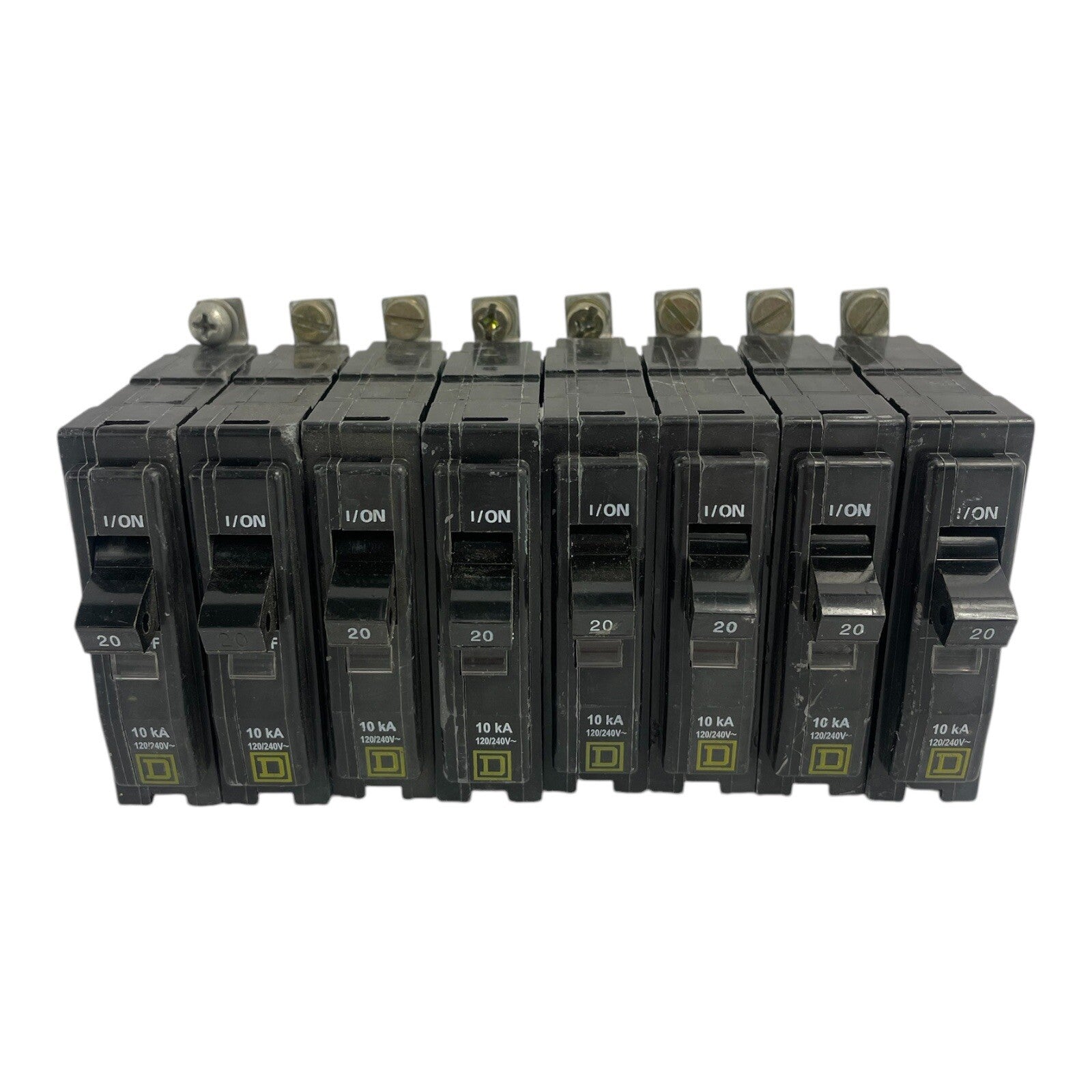LOT  OF 8: Square D QOB120 1P 20A 10kA 120/240V L-2349 Circuit Breaker