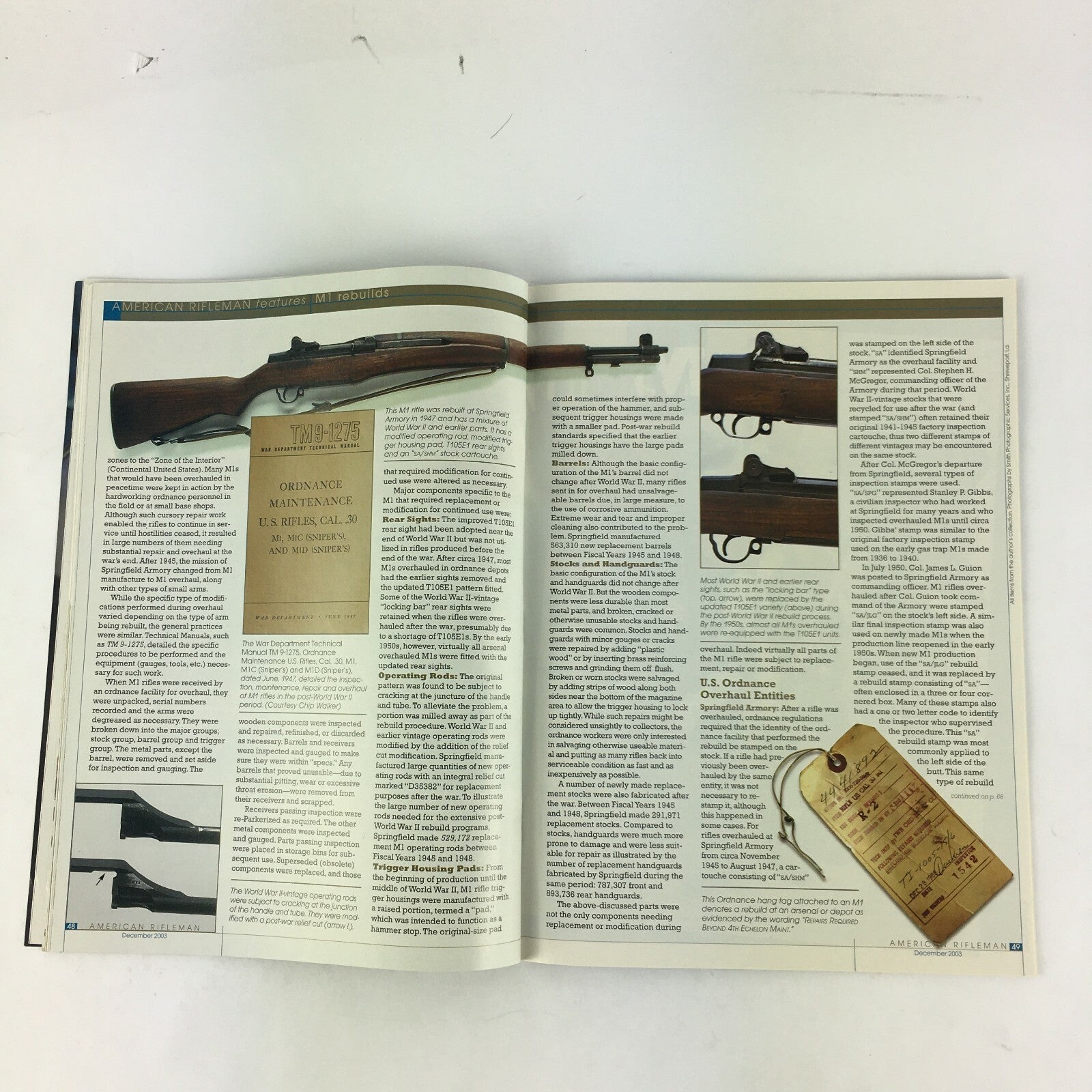 December2003 American Rifleman Magazine Winchester's Elegance M1 Garand Rebuilds