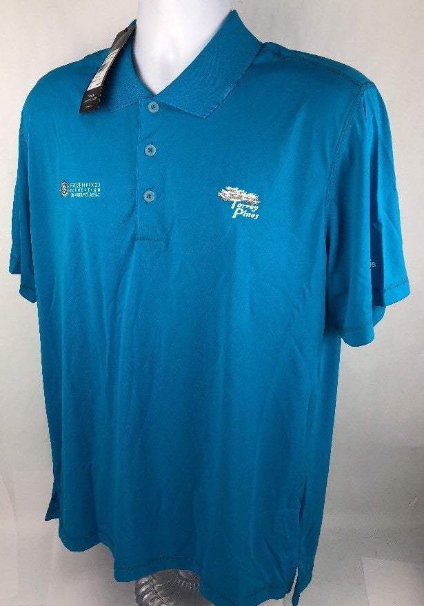 Adidas 0355 Golf Men's Puremotion polo shirt teal size large Torrey Pines