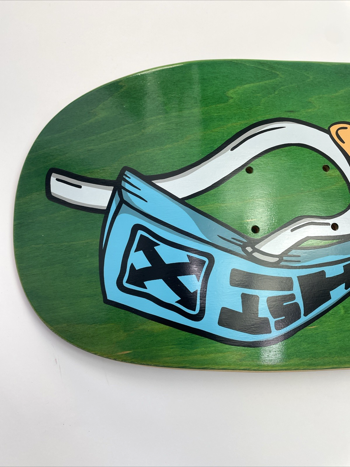 Matt Hensley H-STREET Musical Jester Skateboard Deck Green Stain Signed 32" x 9"