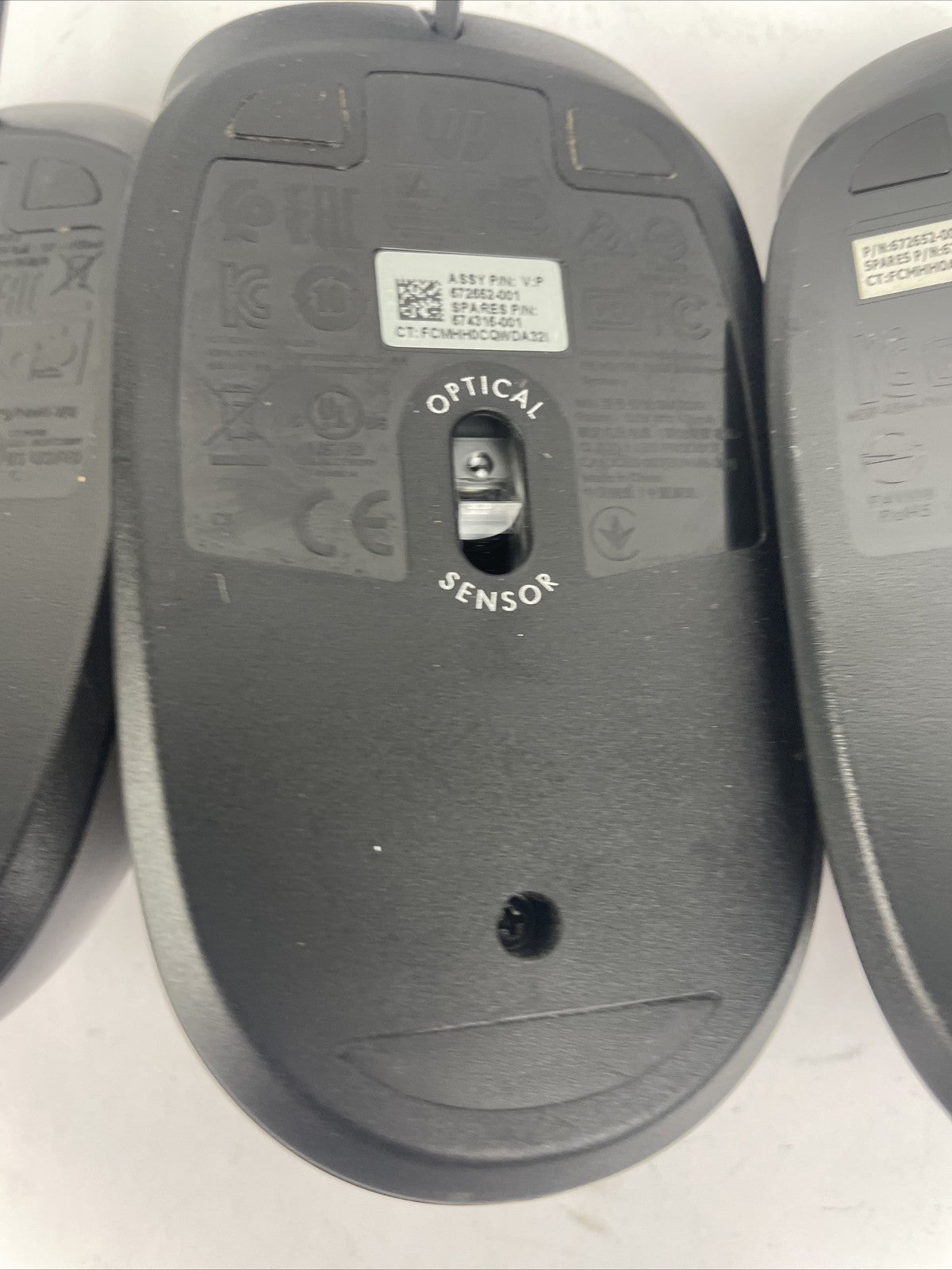 Lot of 4 HP Wired USB Optical Mouse Black 3 x Model MOFYUO and 1 x SM2022 - VGC