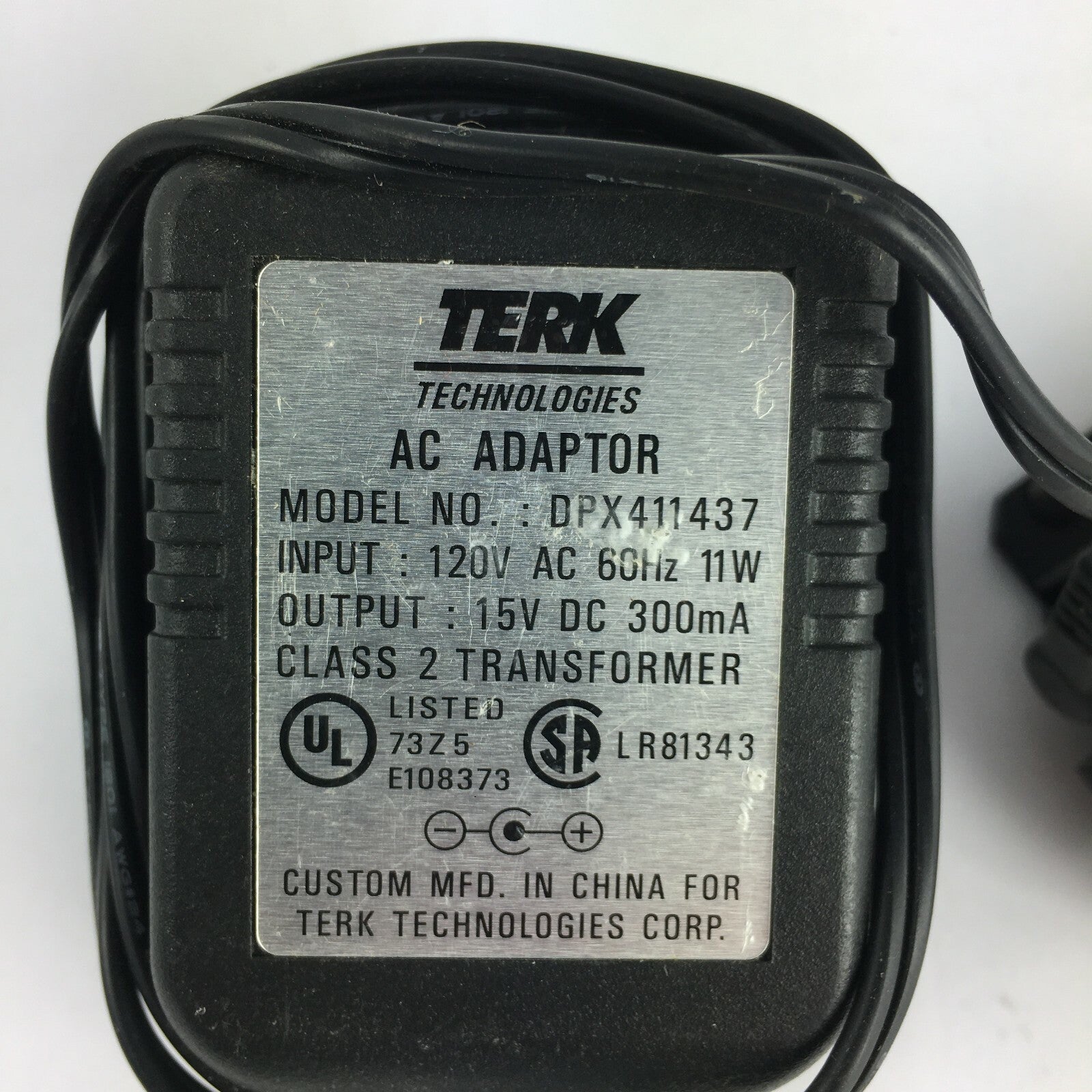 Genuine Terk DPX411437 Class 2&C-Block Output 15V 300mA Power Supply Adapter A11