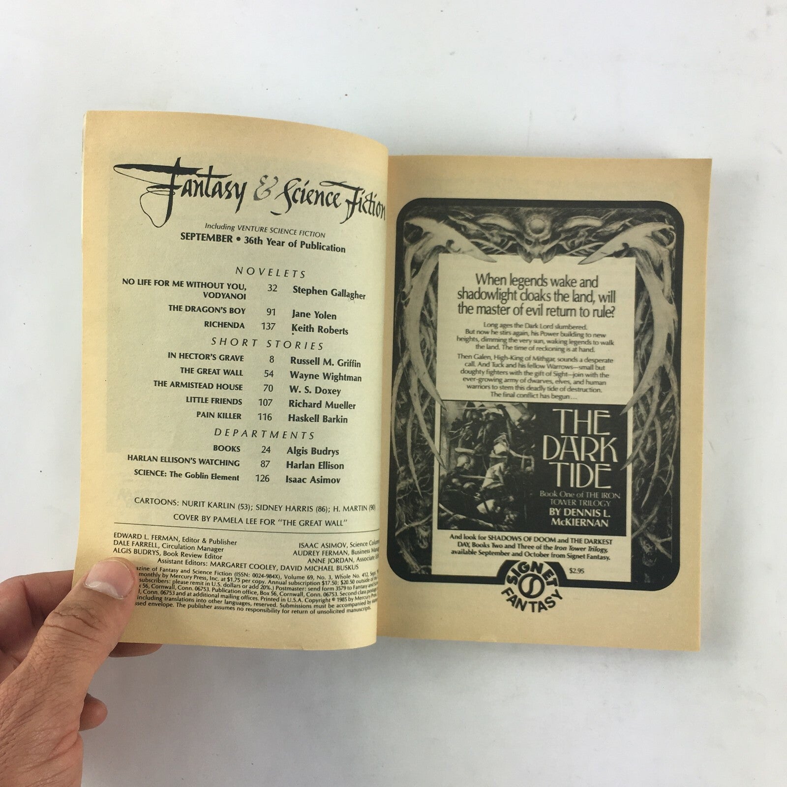 September Fantasy&Science Fiction Magazine Russell M.Griffin Harlan Ellison