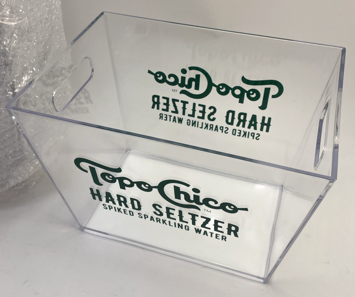 Topo Chico Spiked Hard Seltzer Clear Acrylic Plastic Ice Bucket Party Cooler