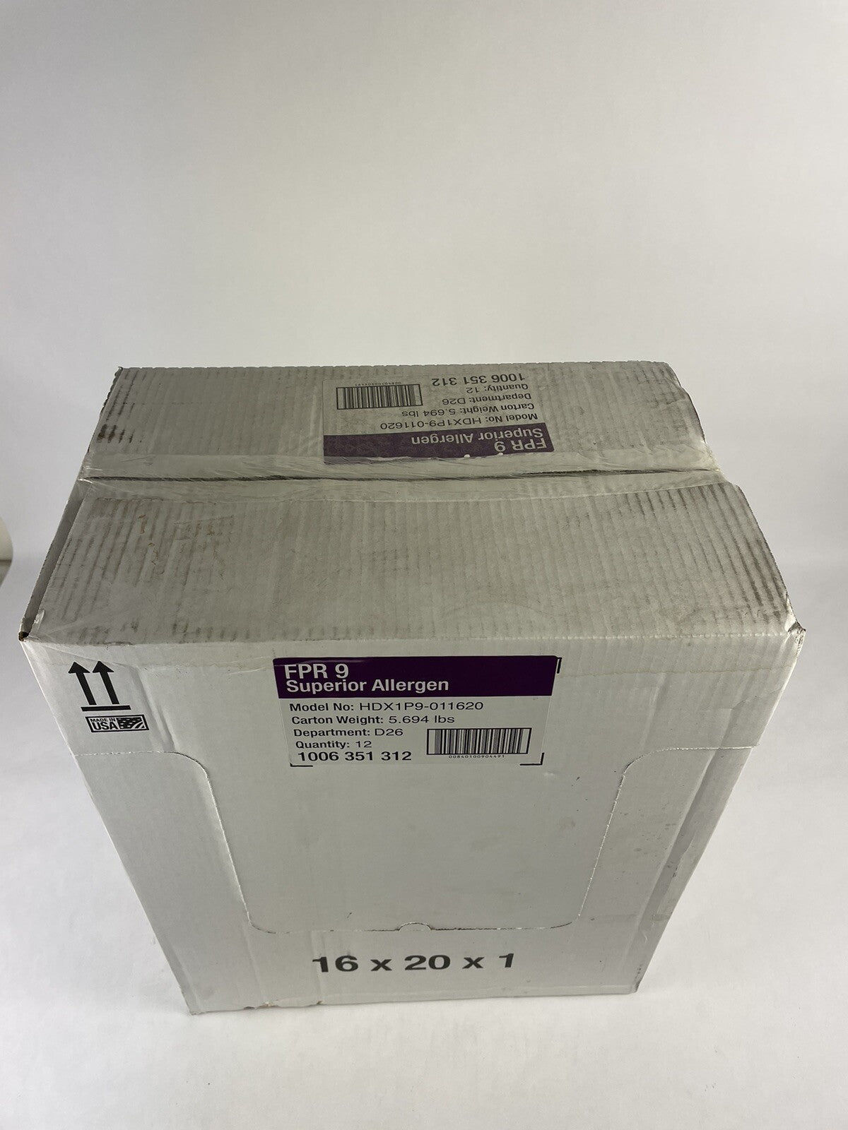 Lot of 12 : HDX 16 in. x 20 in. x 1 in. Superior Pleated Air Filter FPR 9