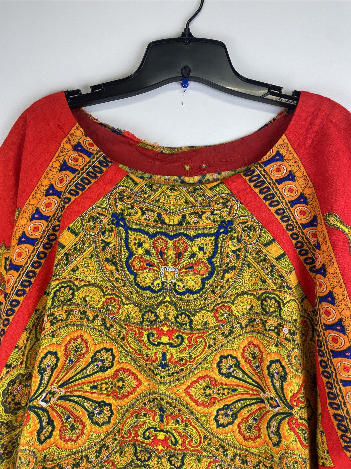 Caftan Kaftan Dress Orange Paisley Medallion Boho India OSFM - LOOK