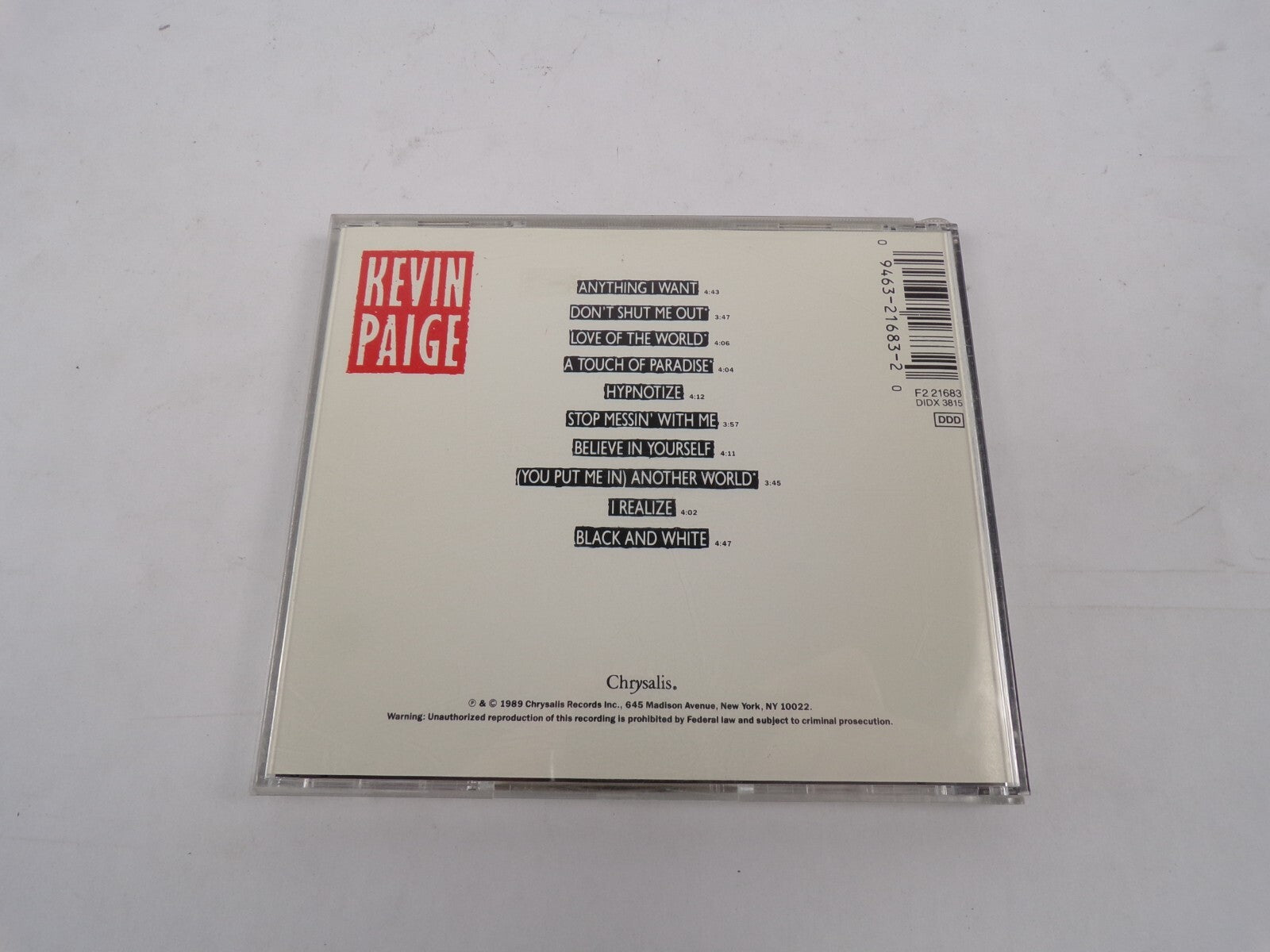 Kevin Paige Anything I Want Dont Shut Me Out Love Of The World Hypnotize CD#26