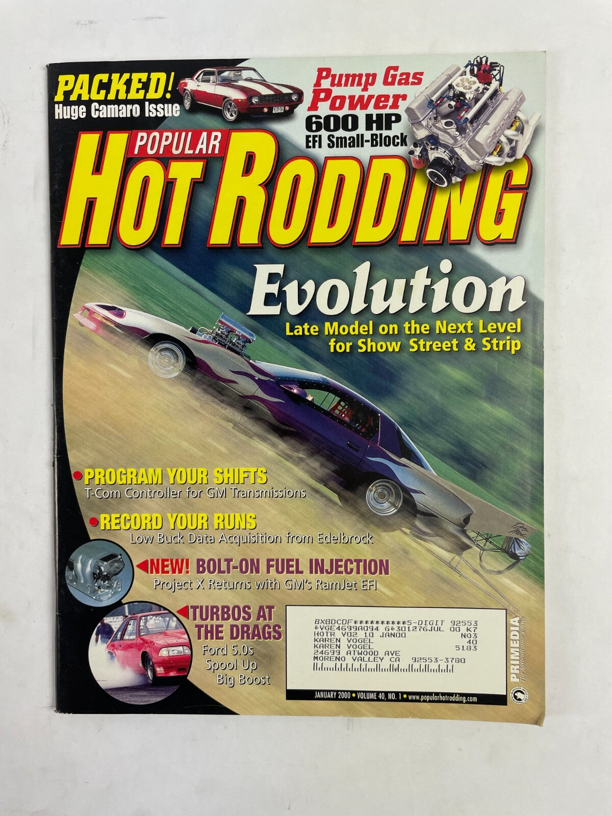 January 2000 Hot Rodding Magazine Evolution Late Model Street and Strip 600 HP