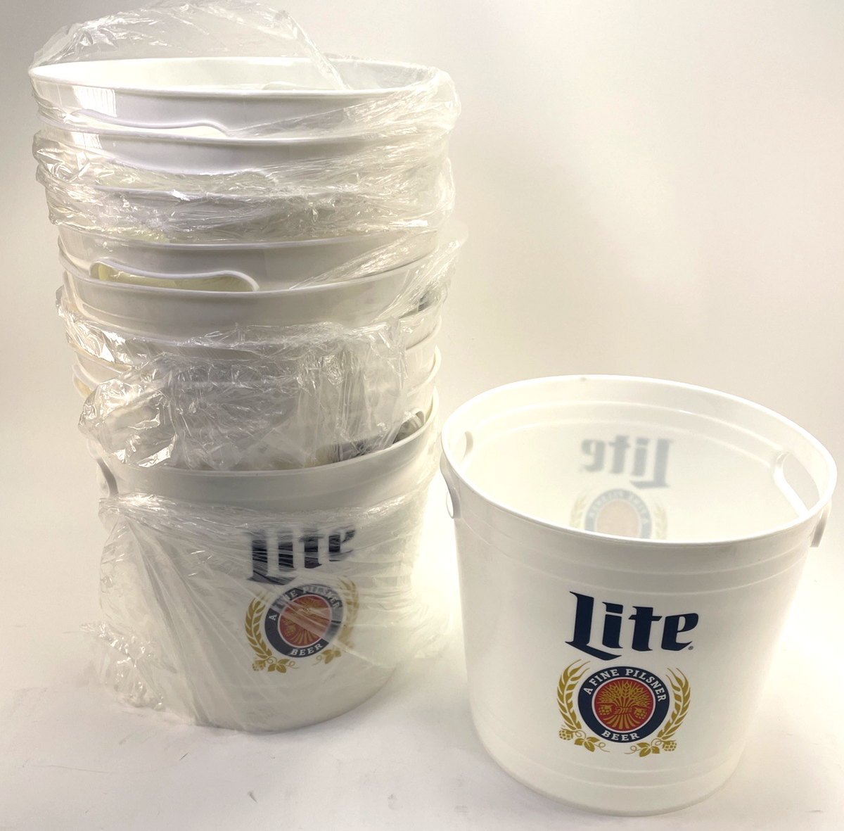 Lot of 10 MILLER LITE " A Fine Pilsner " Logo 5QT Plastic Ice Drinks Beer Bucket